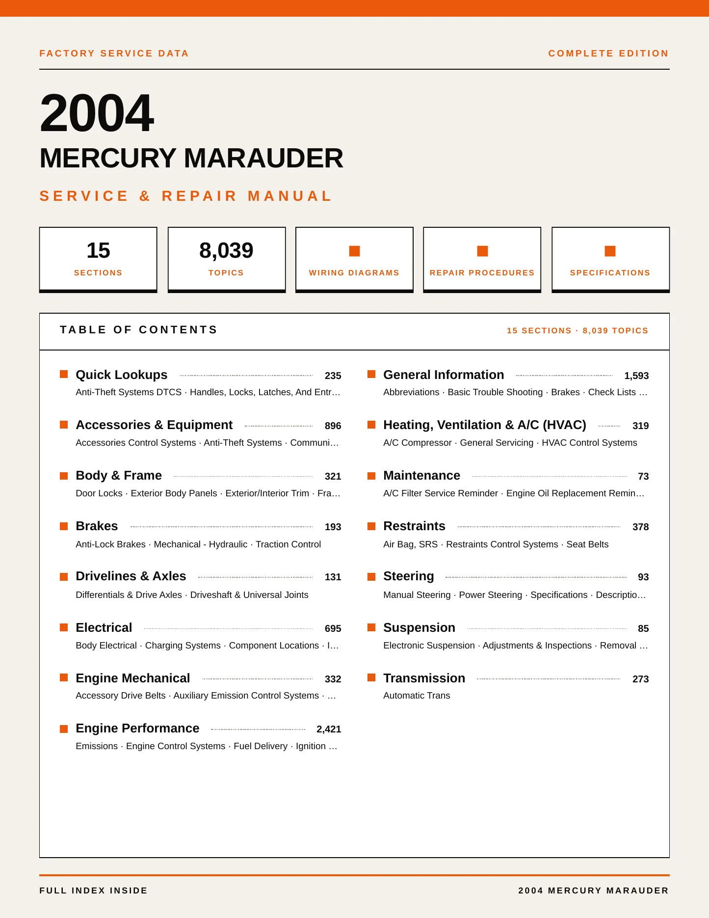 2004 Mercury Marauder service manual page 1