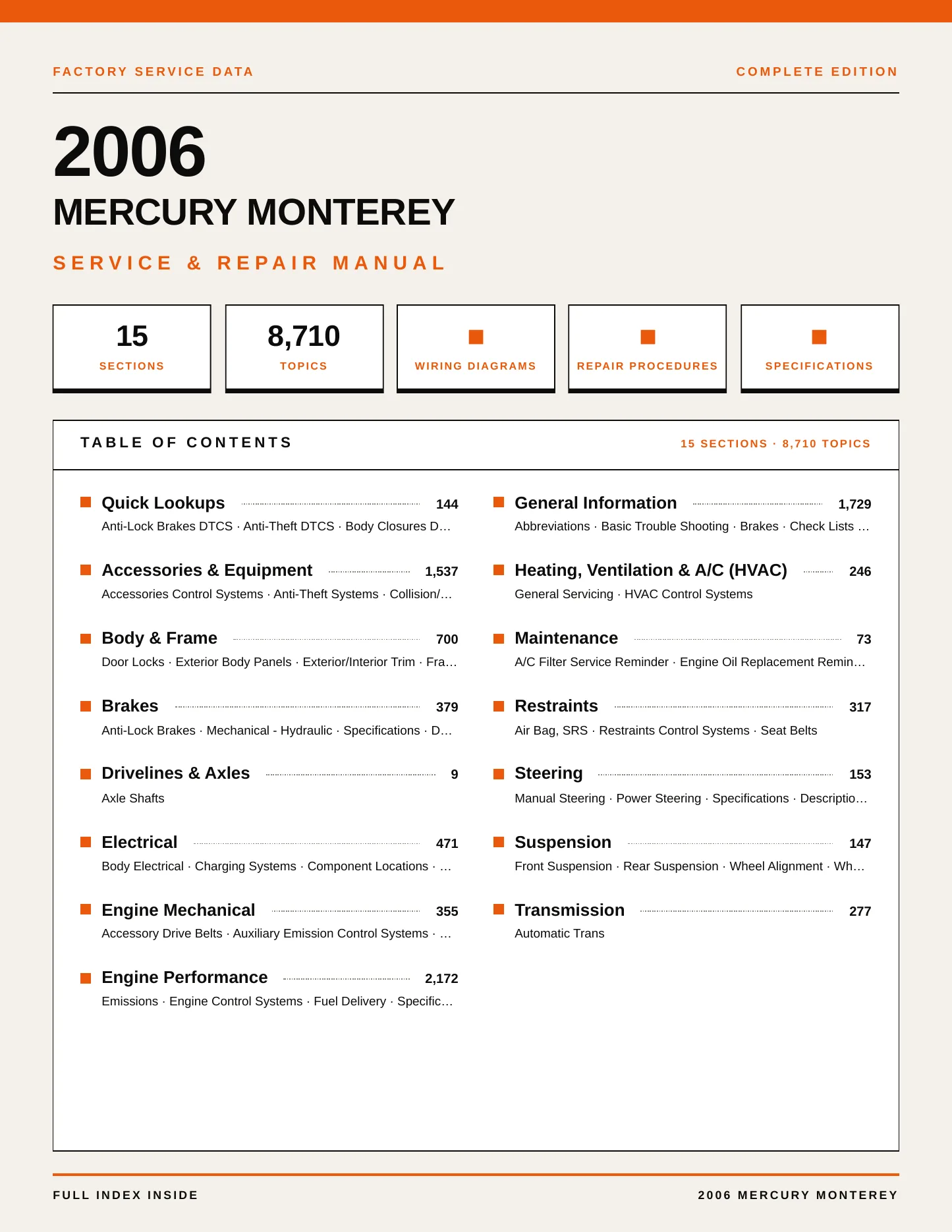 2006 Mercury Monterey service manual page 1