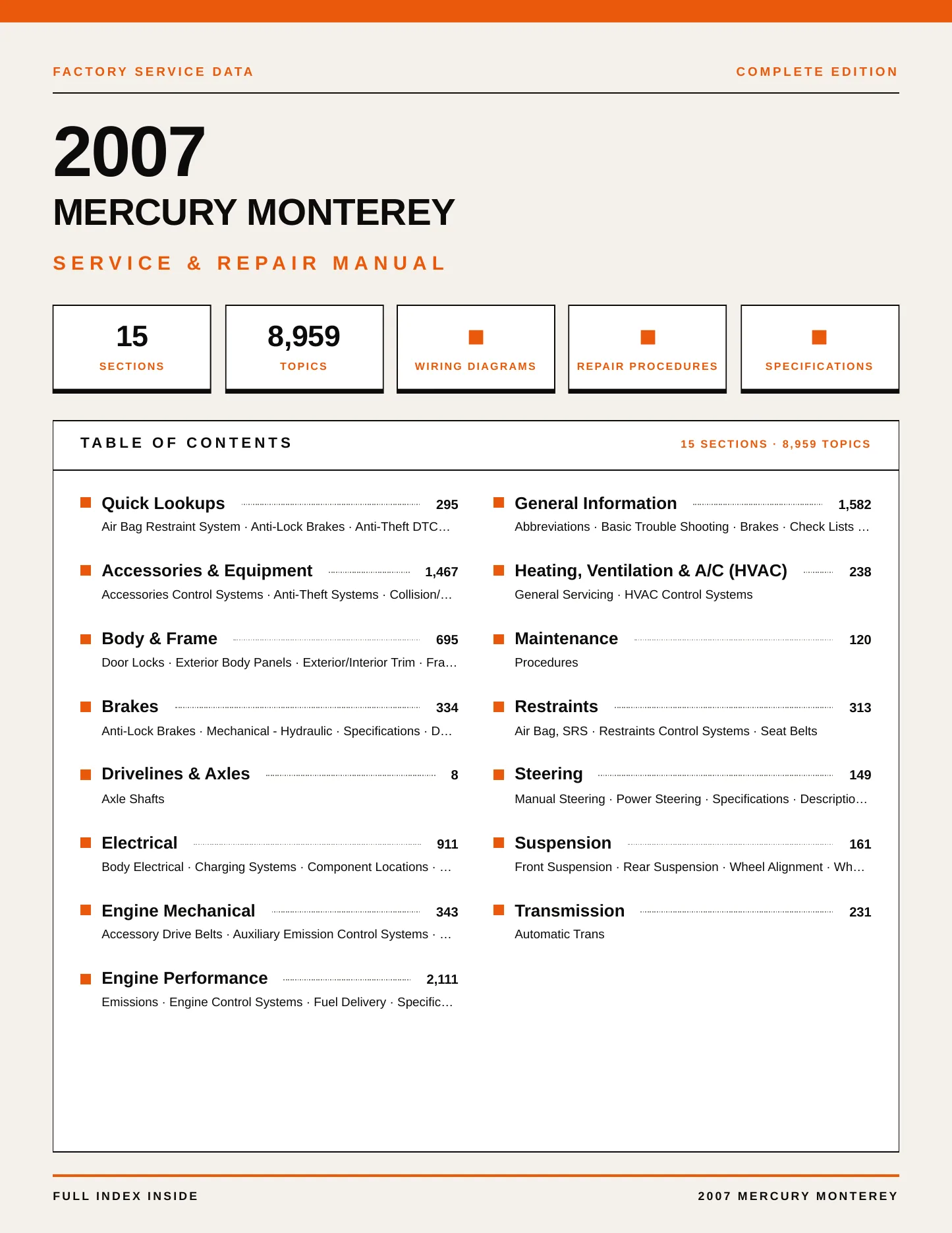 2007 Mercury Monterey service manual page 1