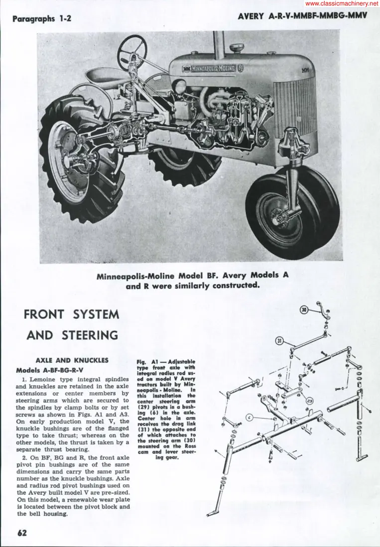 Minneapolis Moline B F Avery A R V Mmbf Mmbg MMV Tractor Service & Repair Manual preview page 3