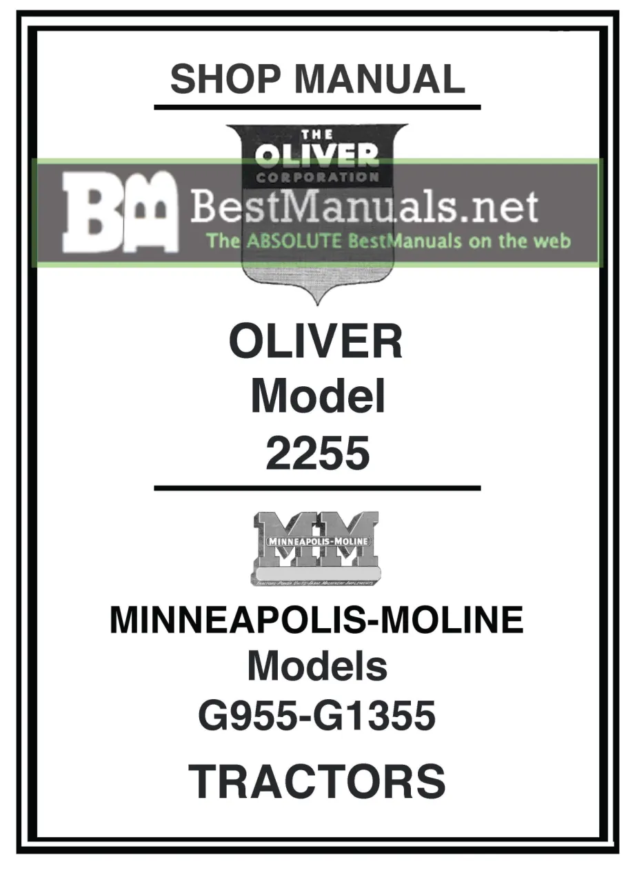 Minneapolis Moline -Moline G955 Tractor Service & Repair Manual preview page 1