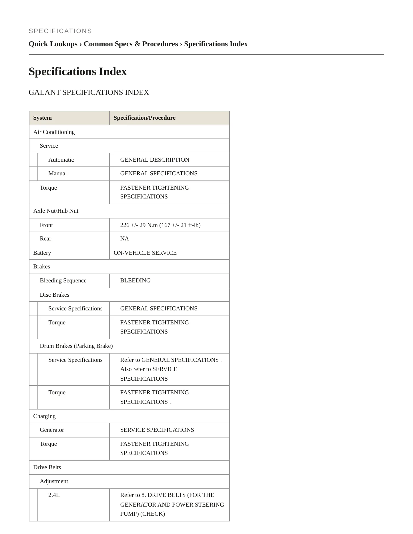 2007 Mitsubishi Galant Service and Repair Manual preview page 2