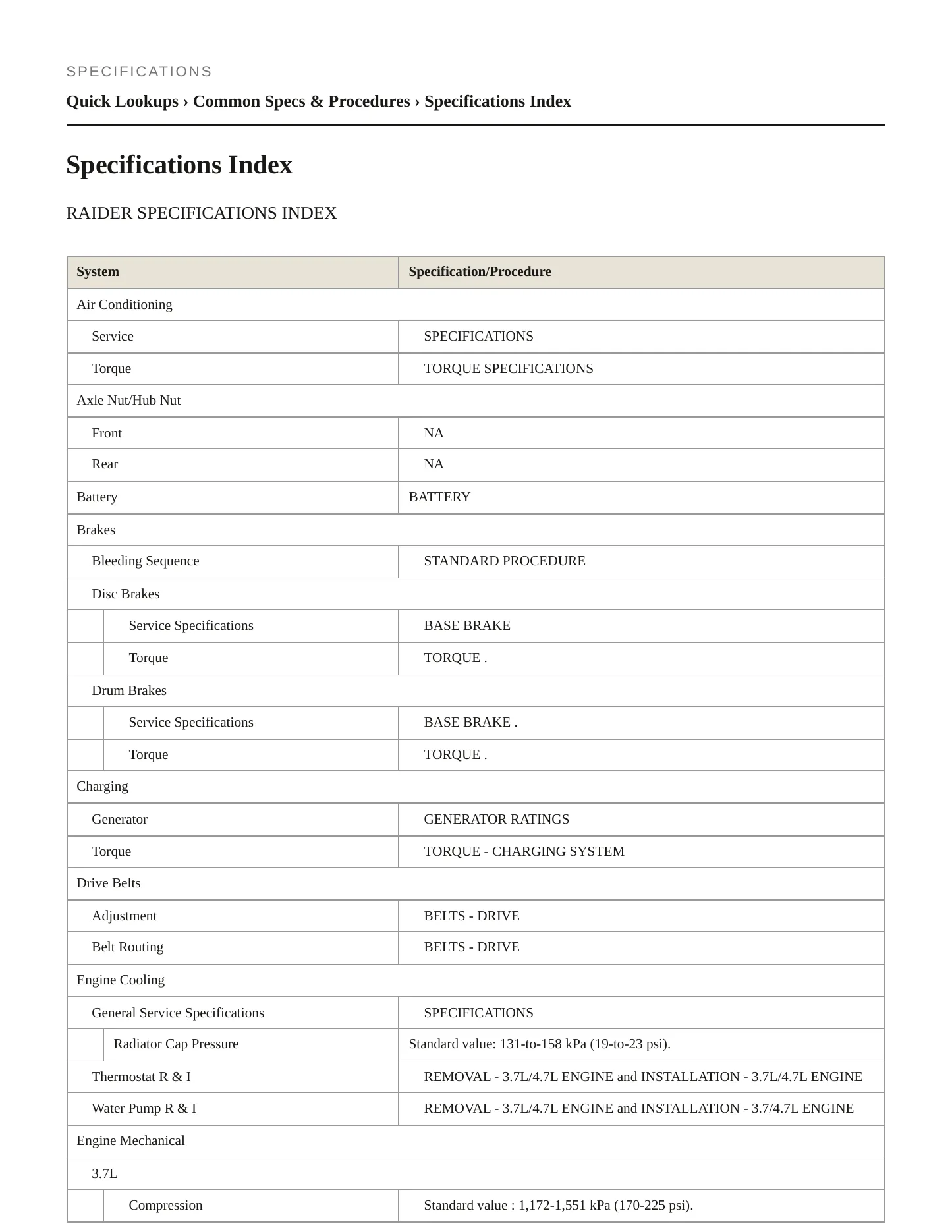 2007 Mitsubishi Raider Service and Repair Manual preview page 2