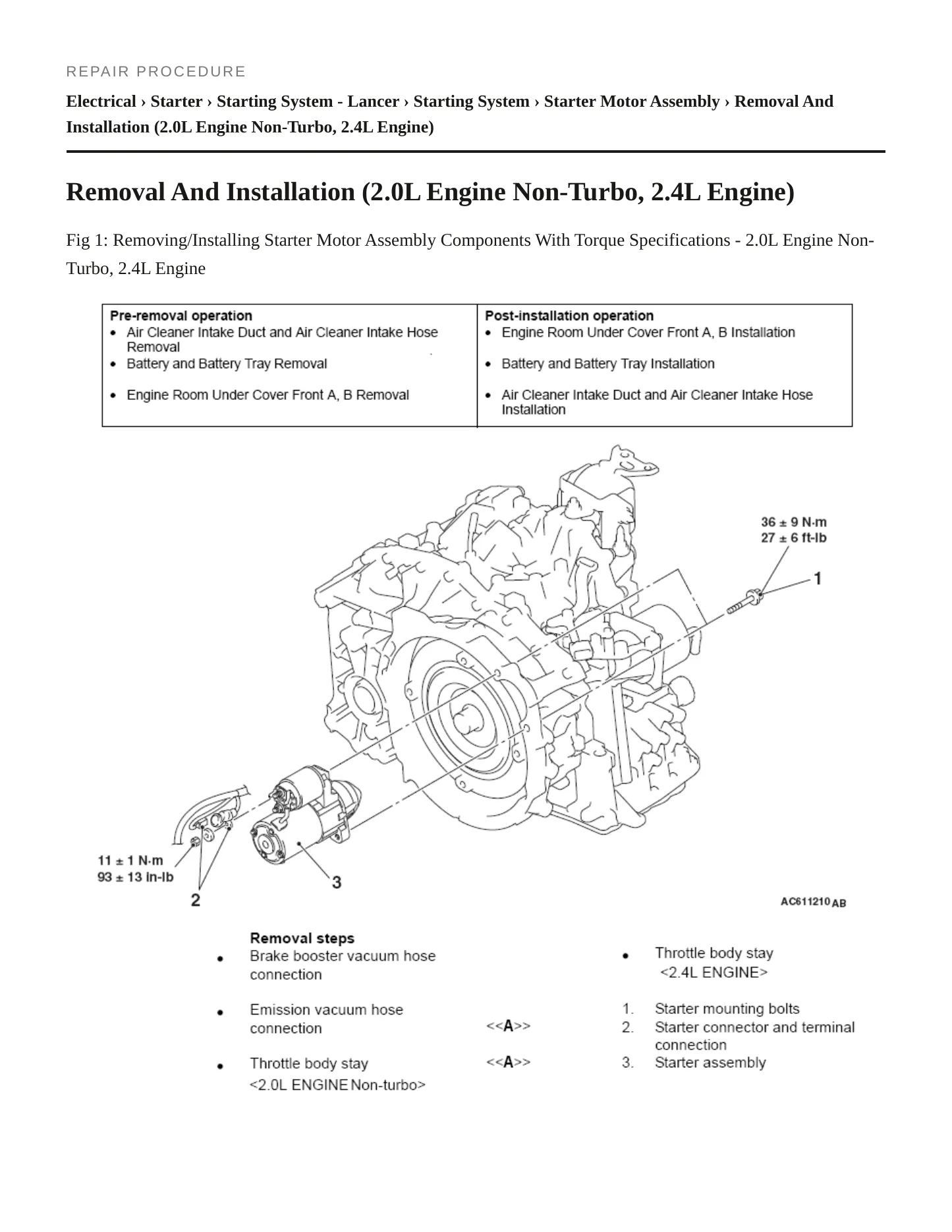 2014 Mitsubishi Lancer Service and Repair Manual preview page 6