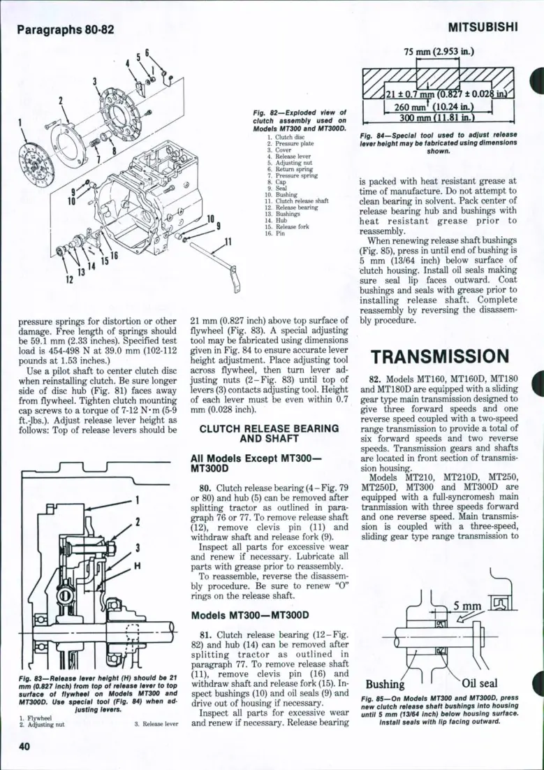 Mitsubishi MT Series Tractors Service & Repair Manual preview page 1