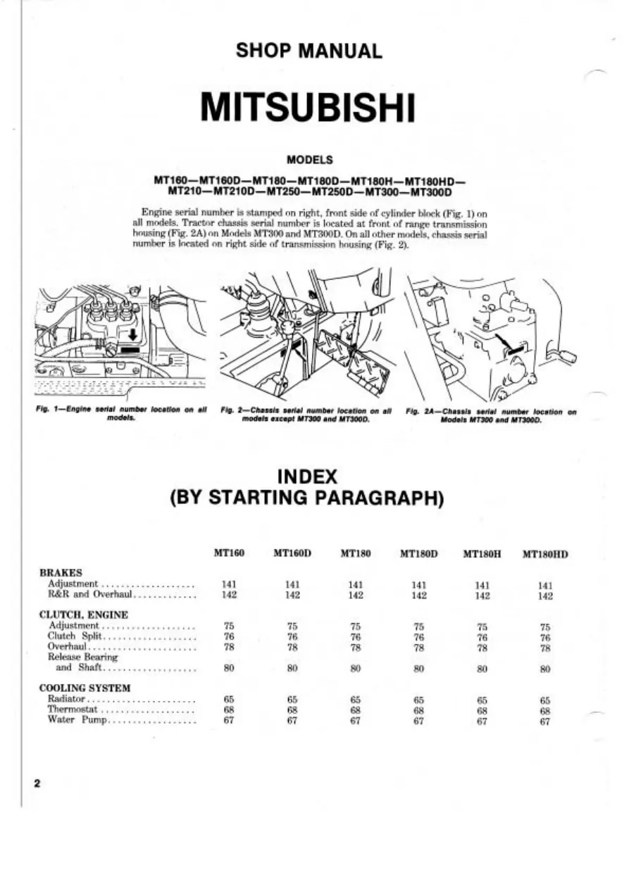 Mitsubishi MT160 MT160D Tractor Service & Repair Manual preview page 1