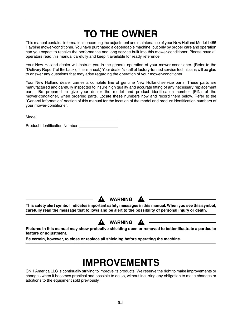 New Holland 1465 Combine Operator's Manual preview page 2
