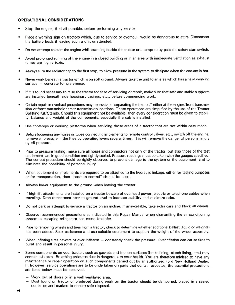 New Holland 1920 2120 Tractor Service & Repair Manual preview page 6