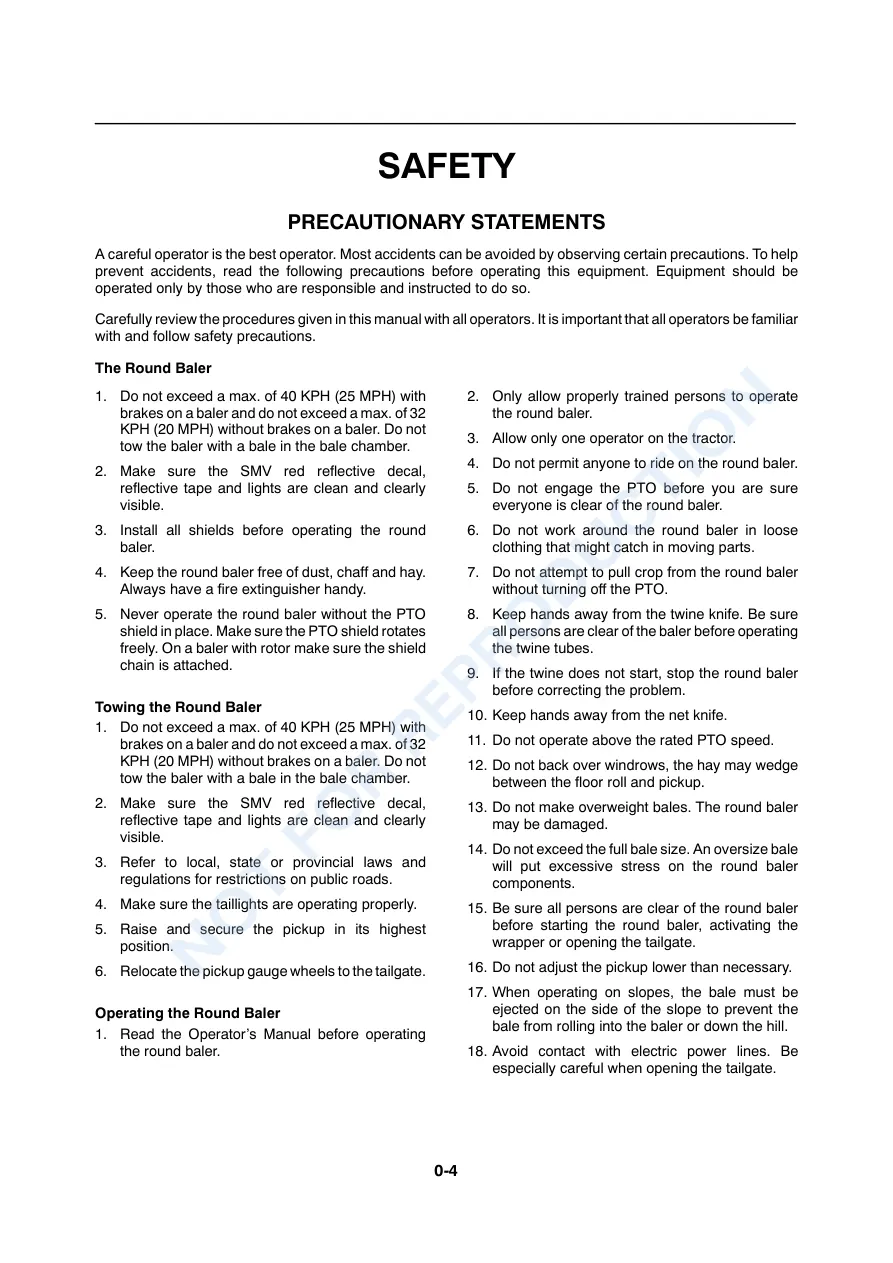 New Holland 2004 BR740 BR750 BR770 BR780 Round Baler Operator's Manual preview page 5