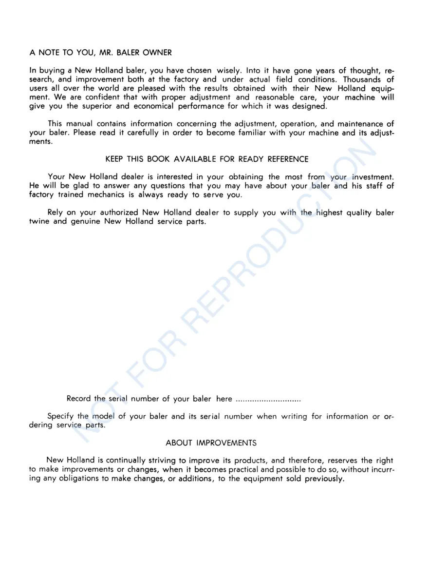 New Holland 268 Hayliner Baler Operator's Manual preview page 2