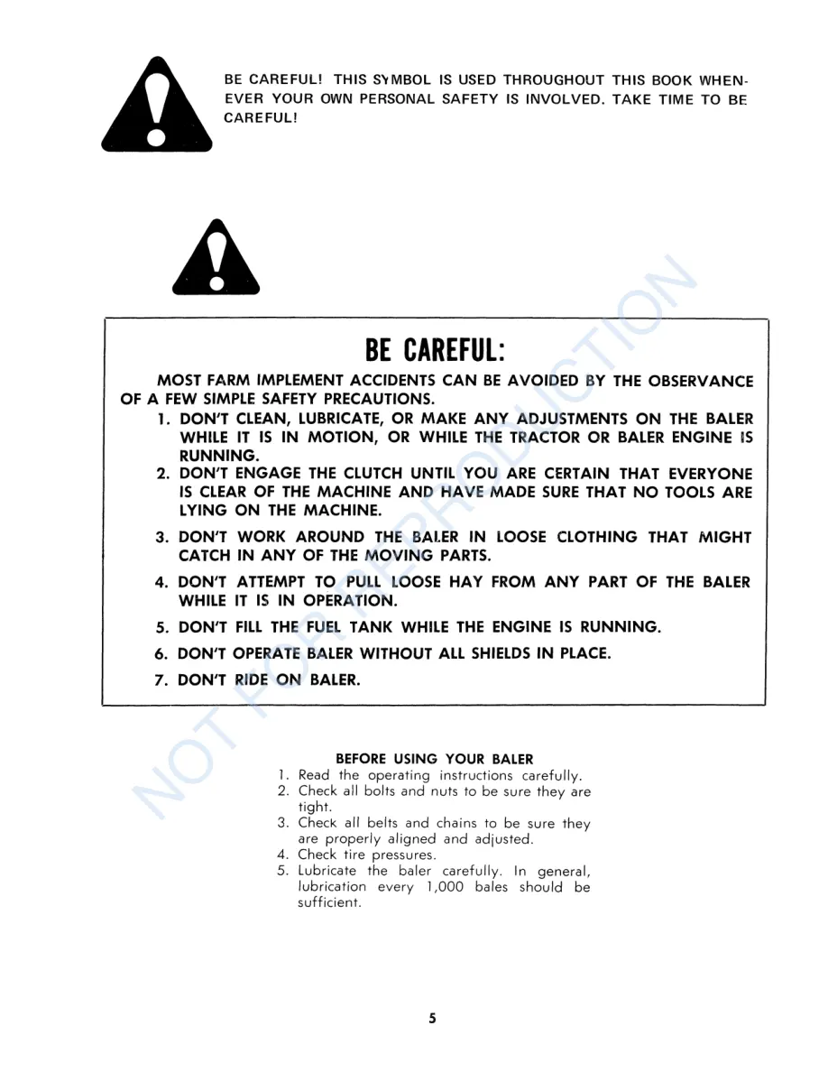 New Holland 276 Hayliner Baler Operator's Manual preview page 5