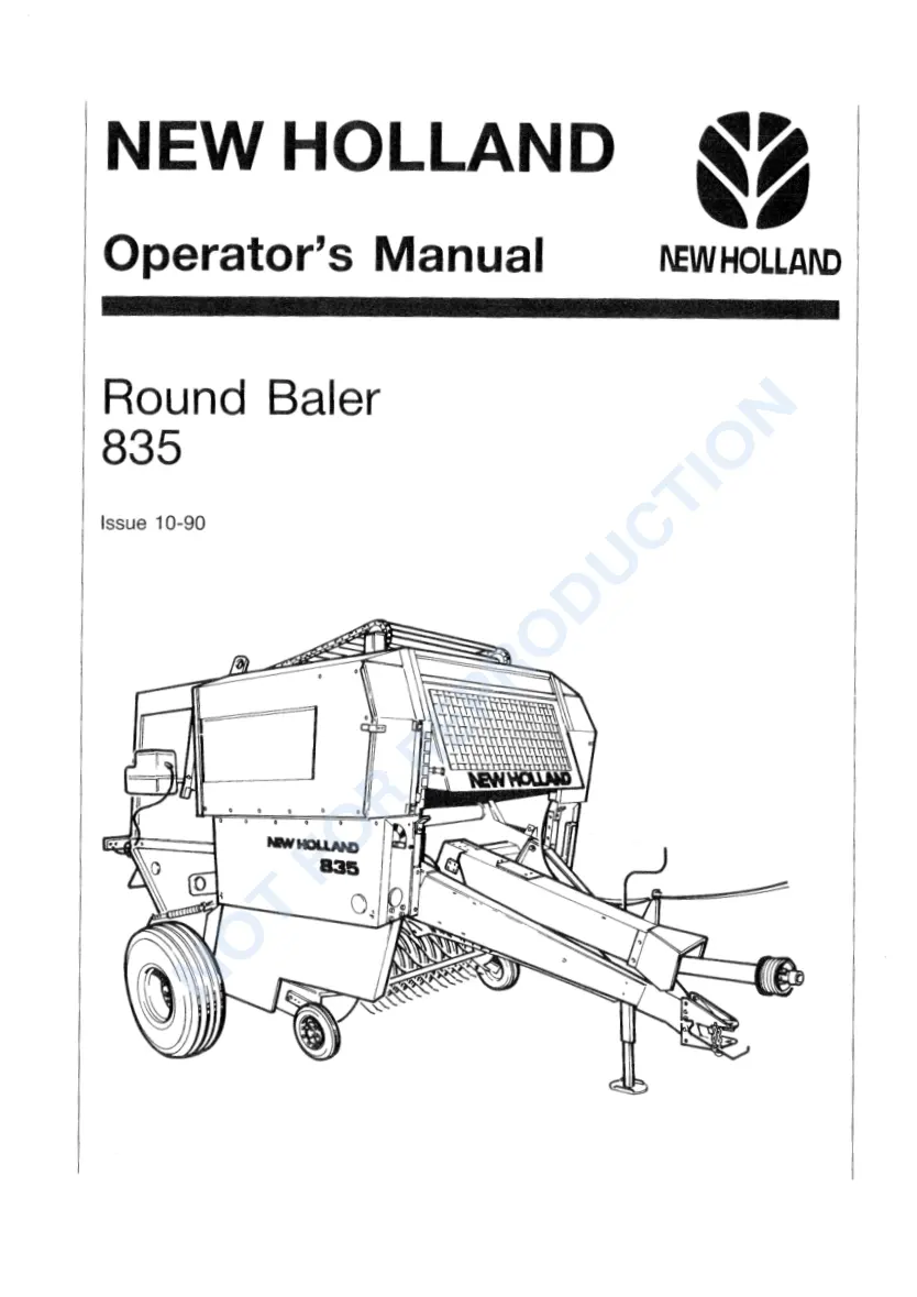 New Holland 835 Round Baler Operator's Manual preview page 1