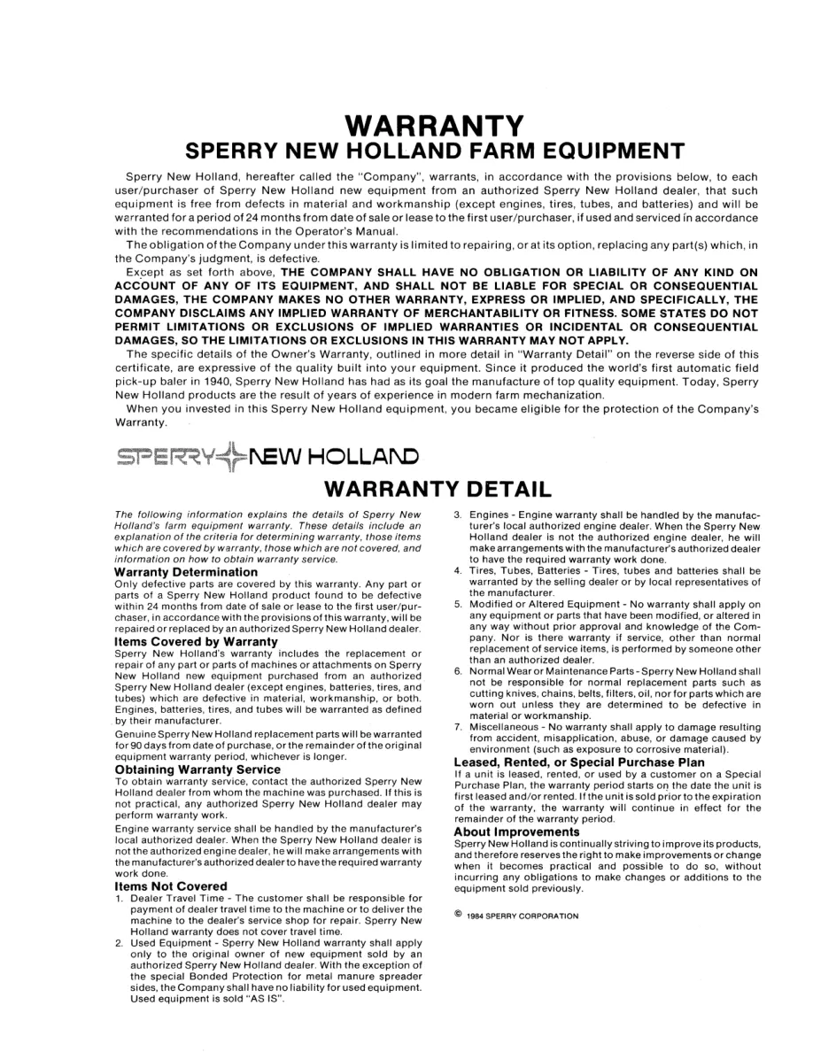 New Holland 845 Round Baler Operator's Manual preview page 3