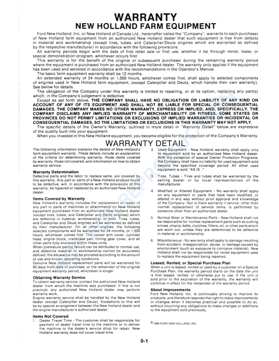 New Holland 853 Round Baler Operator's Manual preview page 3