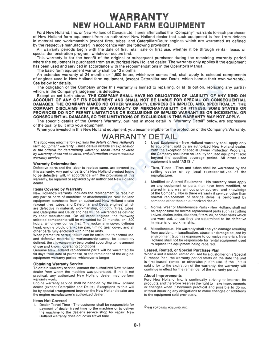 New Holland 855 Round Baler Operator's Manual preview page 3
