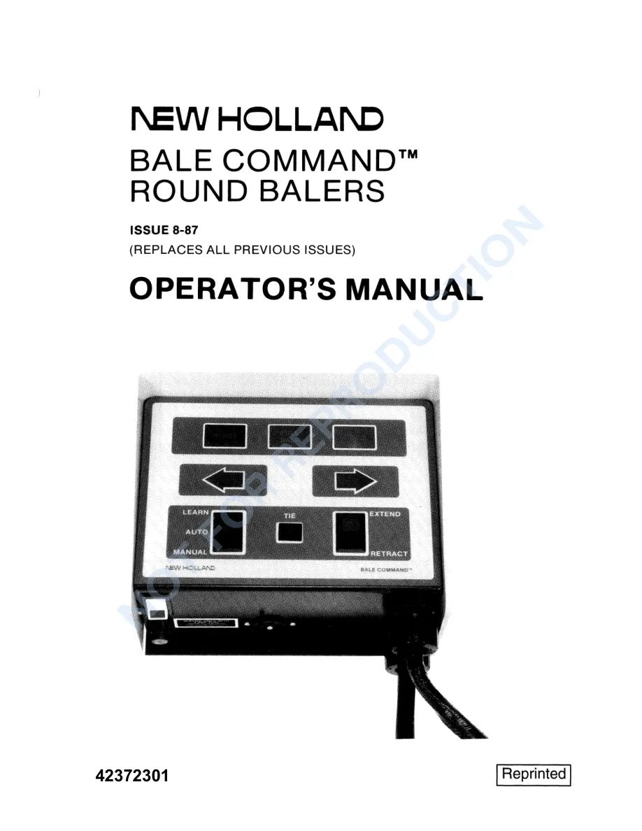 New Holland Bale COMMand For 848 853 855 Baler Operator's Manual preview page 1
