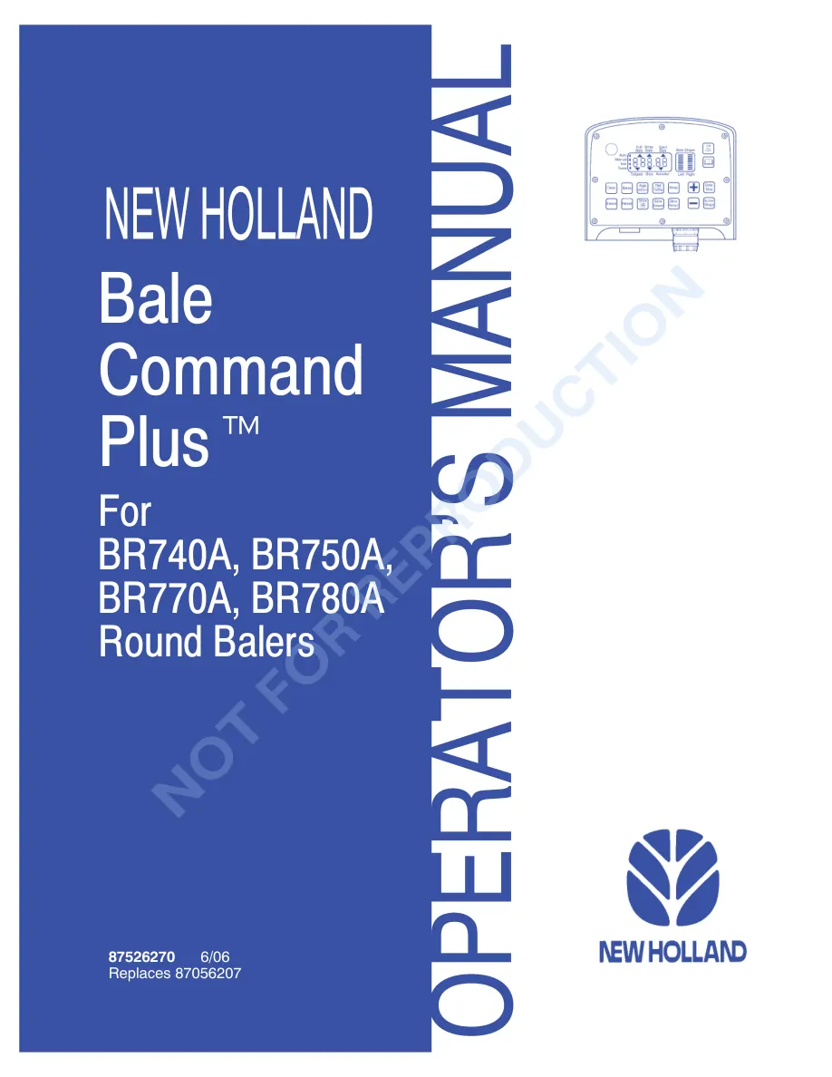New Holland Bale Command Plus Baler Operator's Manual preview page 1