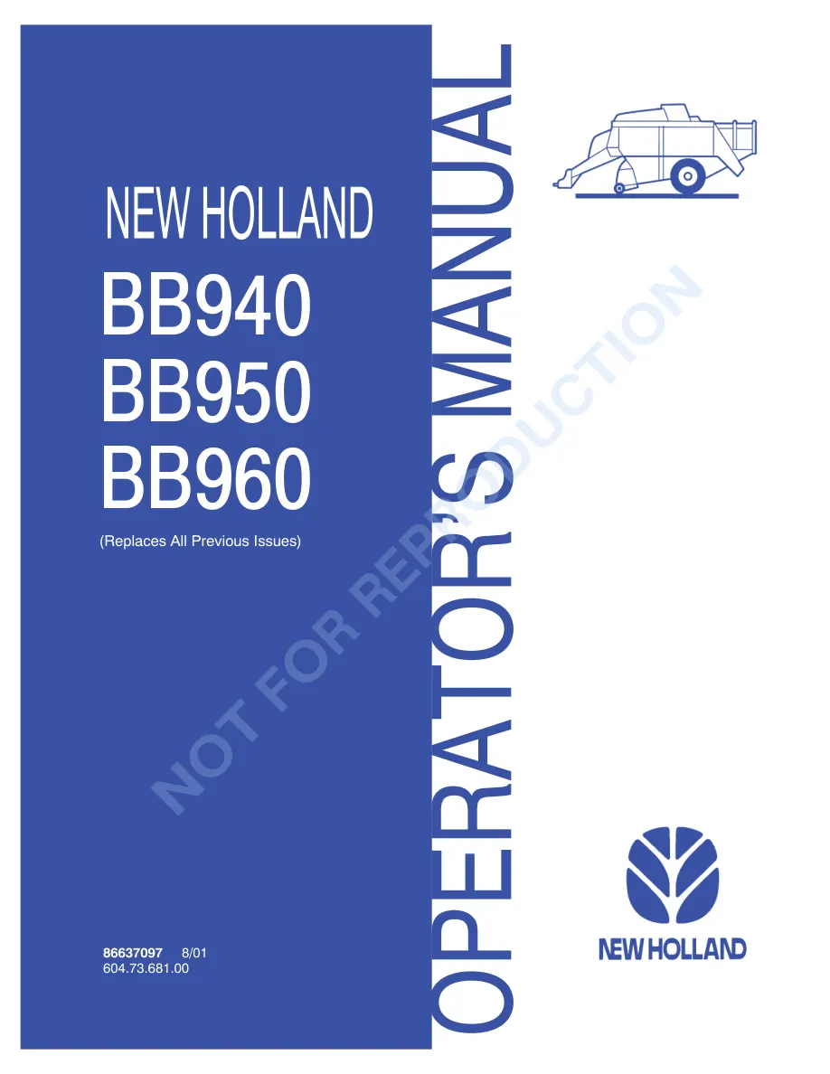 New Holland BB940 BB950 BB960 Large Square Baler Operator's Manual preview page 1