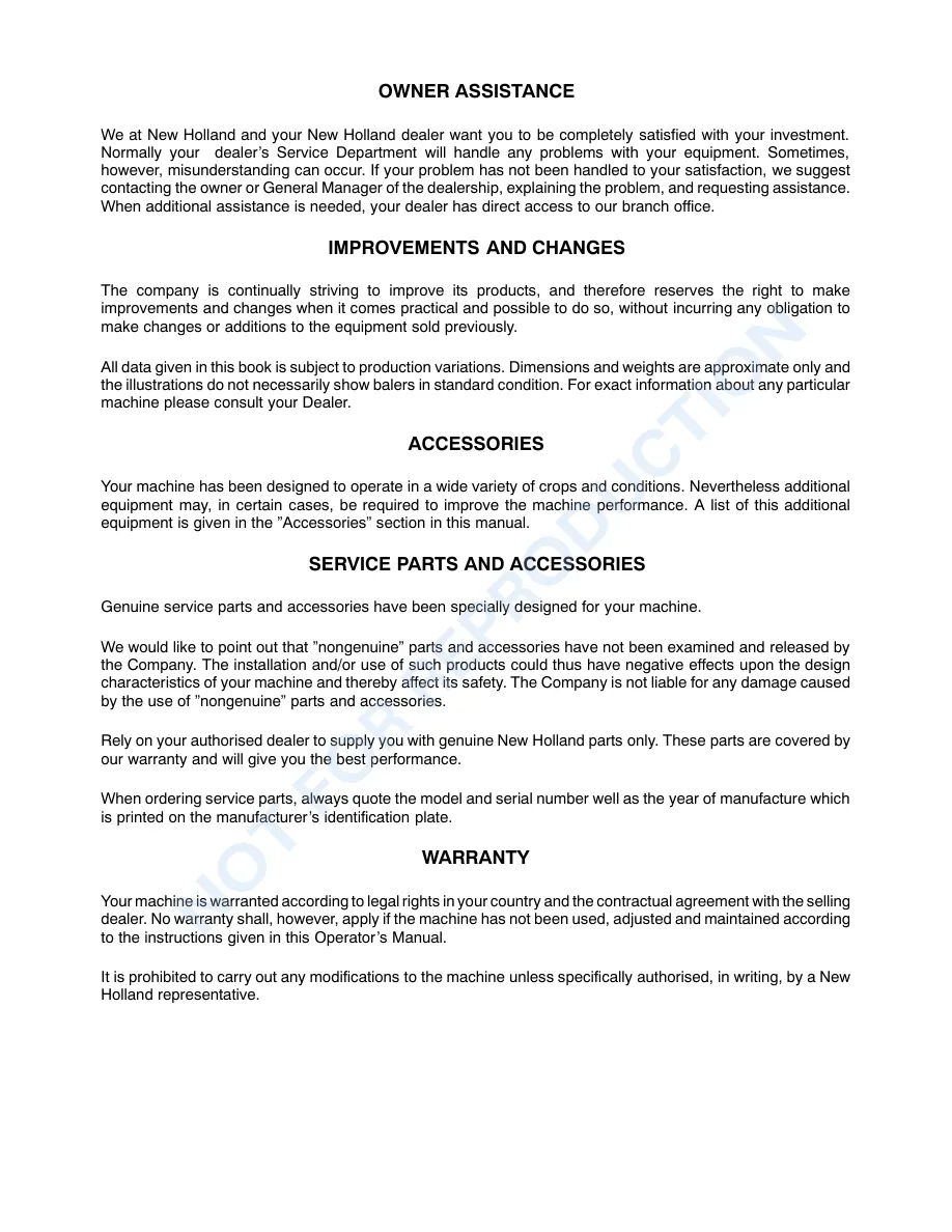 New Holland BB940 BB950 BB960 Large Square Baler Operator's Manual preview page 3