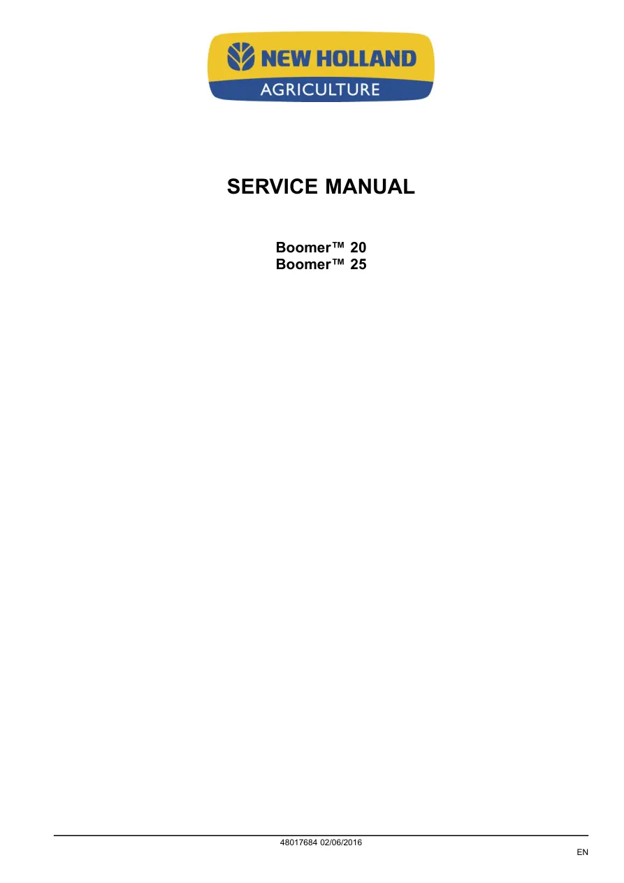 New Holland Boomer 20/25 Compact Tractors Service & Repair Manual preview page 2