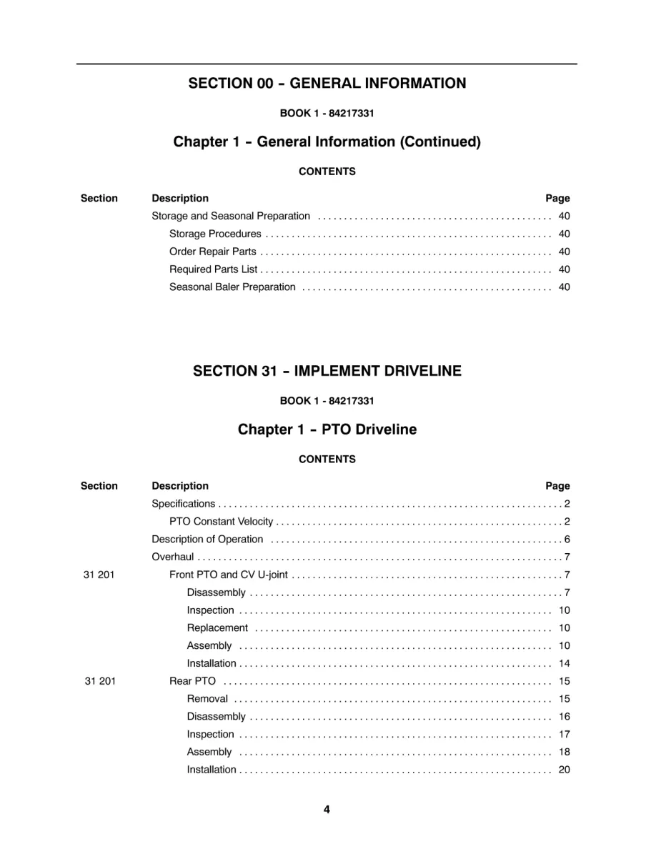 New Holland BR7060 BR7070 BR7080 BR7090 Baler Service & Repair Manual preview page 4