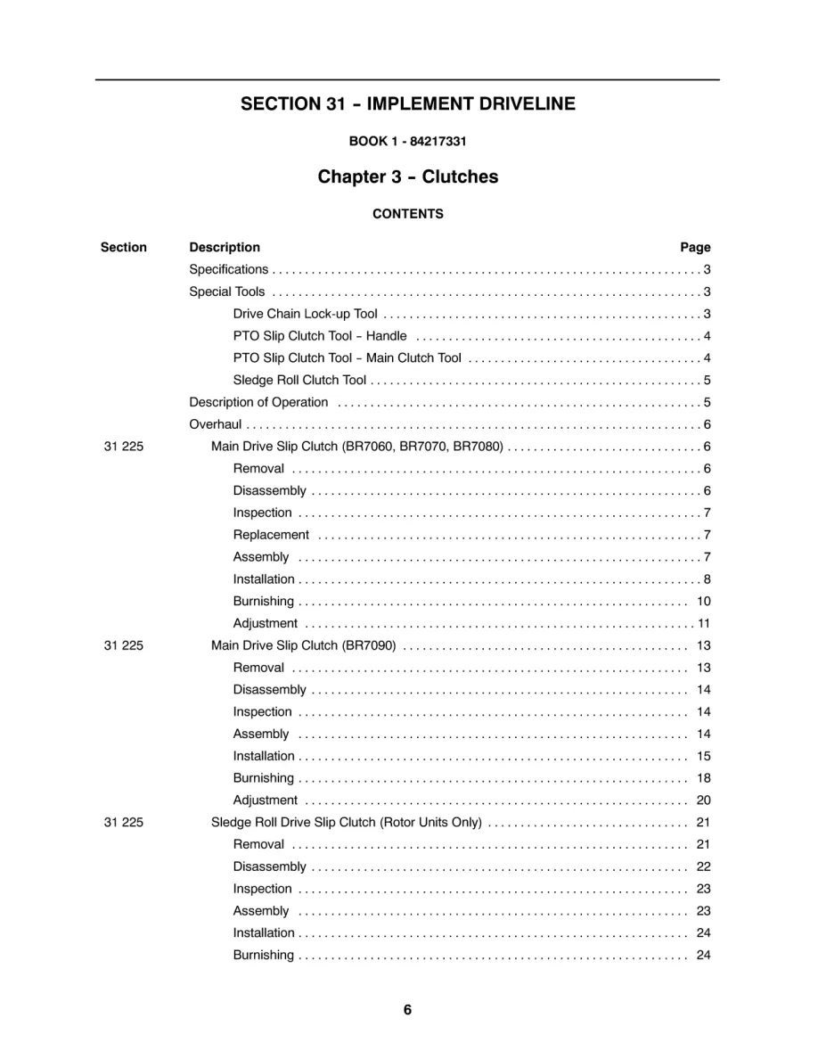 New Holland BR7060 BR7070 BR7080 BR7090 Baler Service & Repair Manual preview page 6