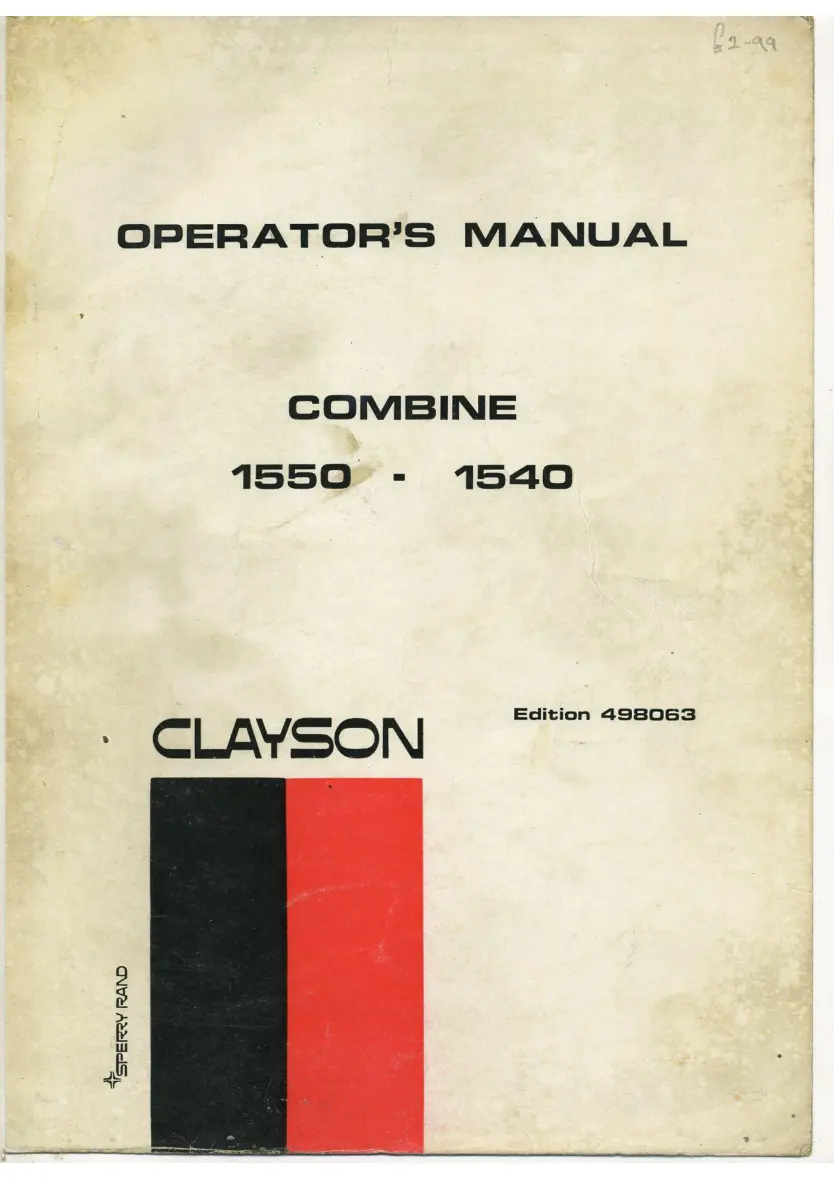 New Holland Clayson 1540 1550 Combine Service & Repair Manual preview page 1