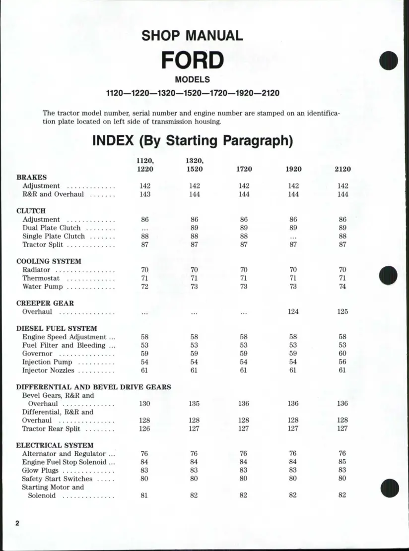 New Holland Ford 1220 Tractor Service & Repair Manual preview page 1