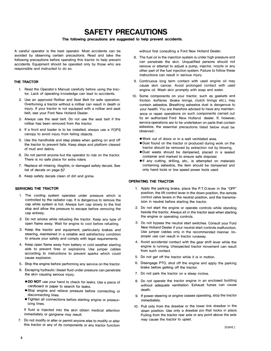 New Holland Ford 1520 Tractor Operator's Manual preview page 6