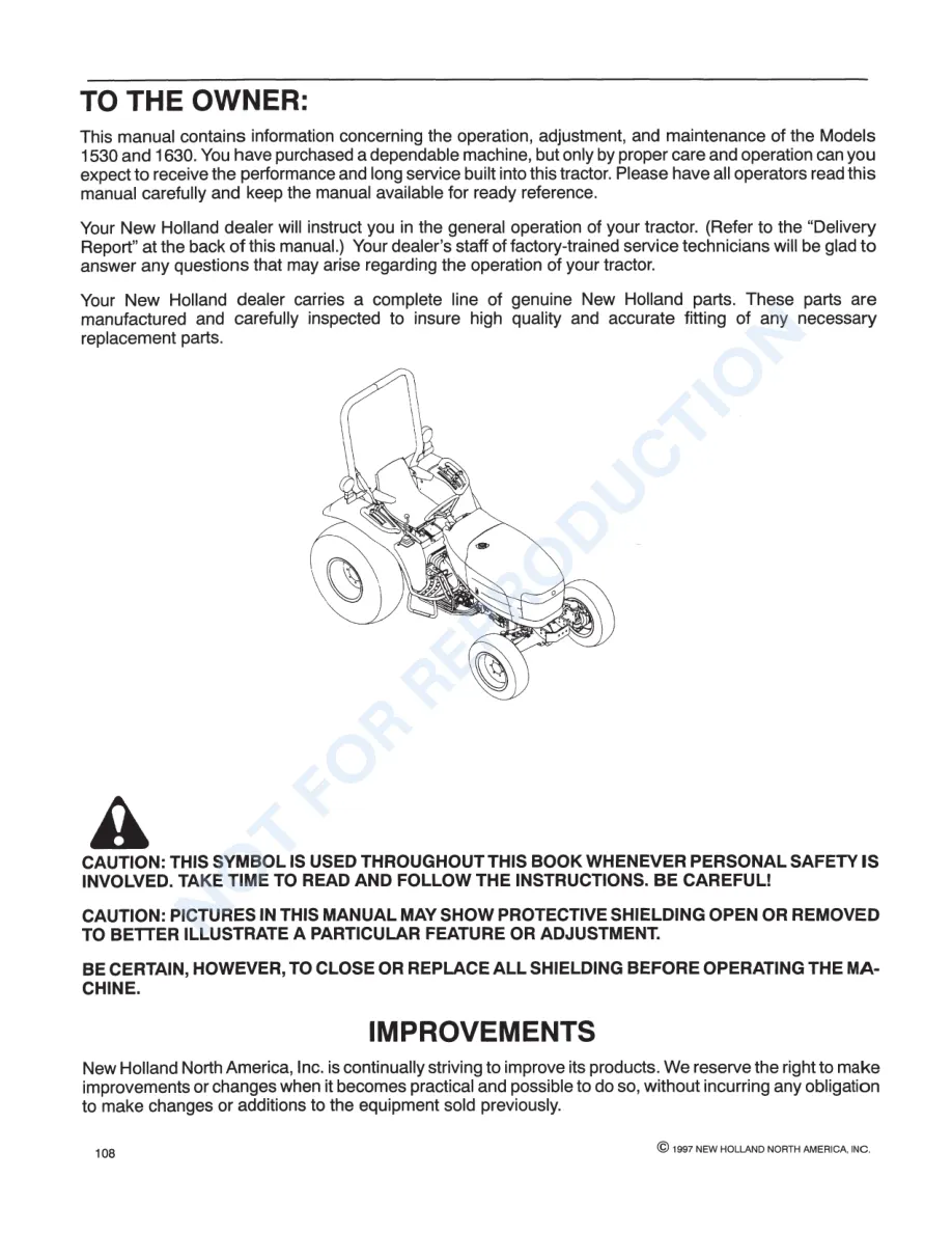 New Holland Ford 1530 3 Cylinder Compact Tractor Parts Manual preview page 2