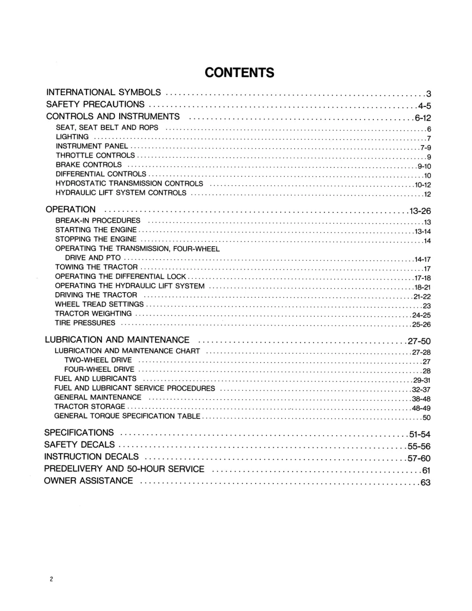 New Holland Ford 1620 Tractor Operator's Manual preview page 4
