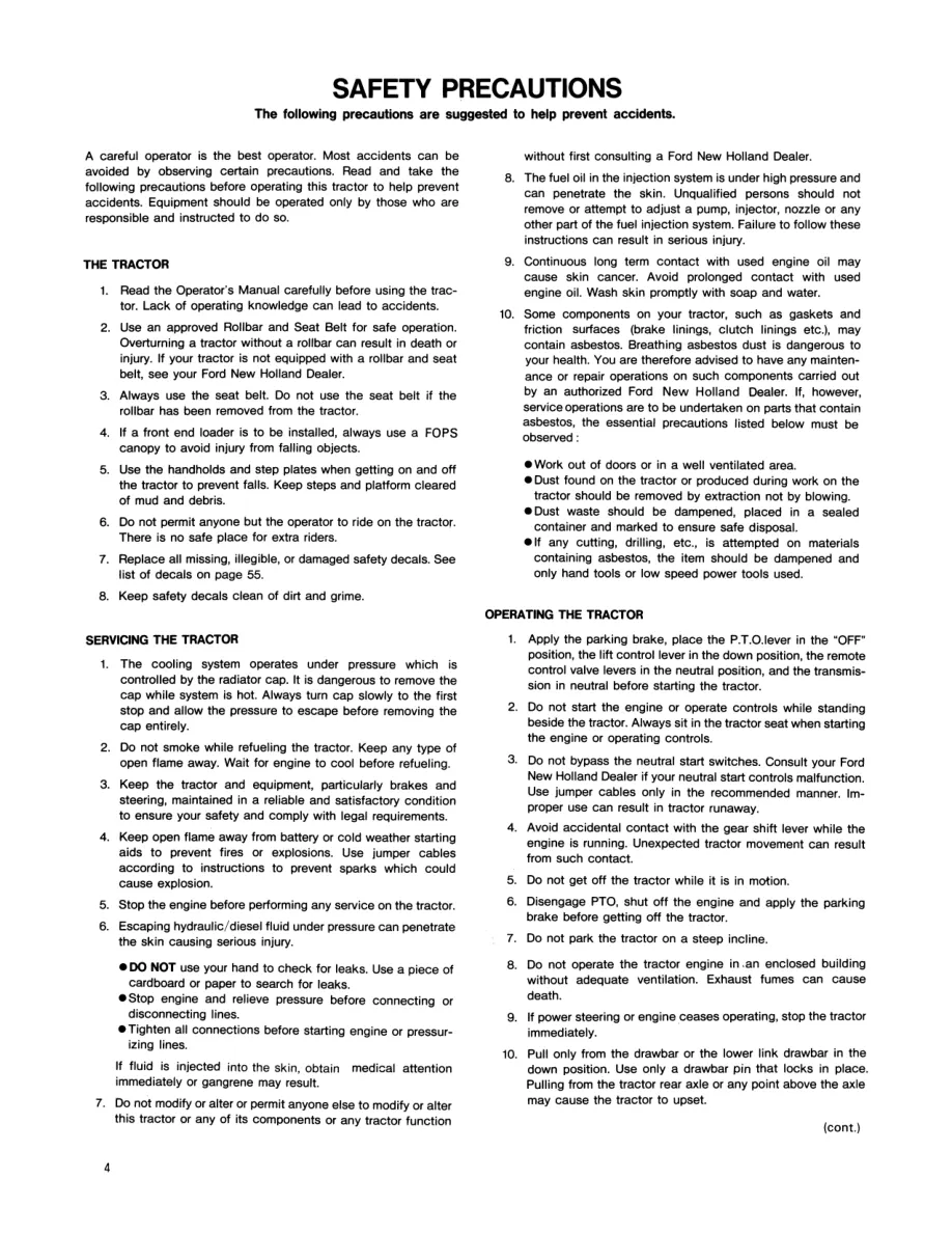 New Holland Ford 1620 Tractor Operator's Manual preview page 6