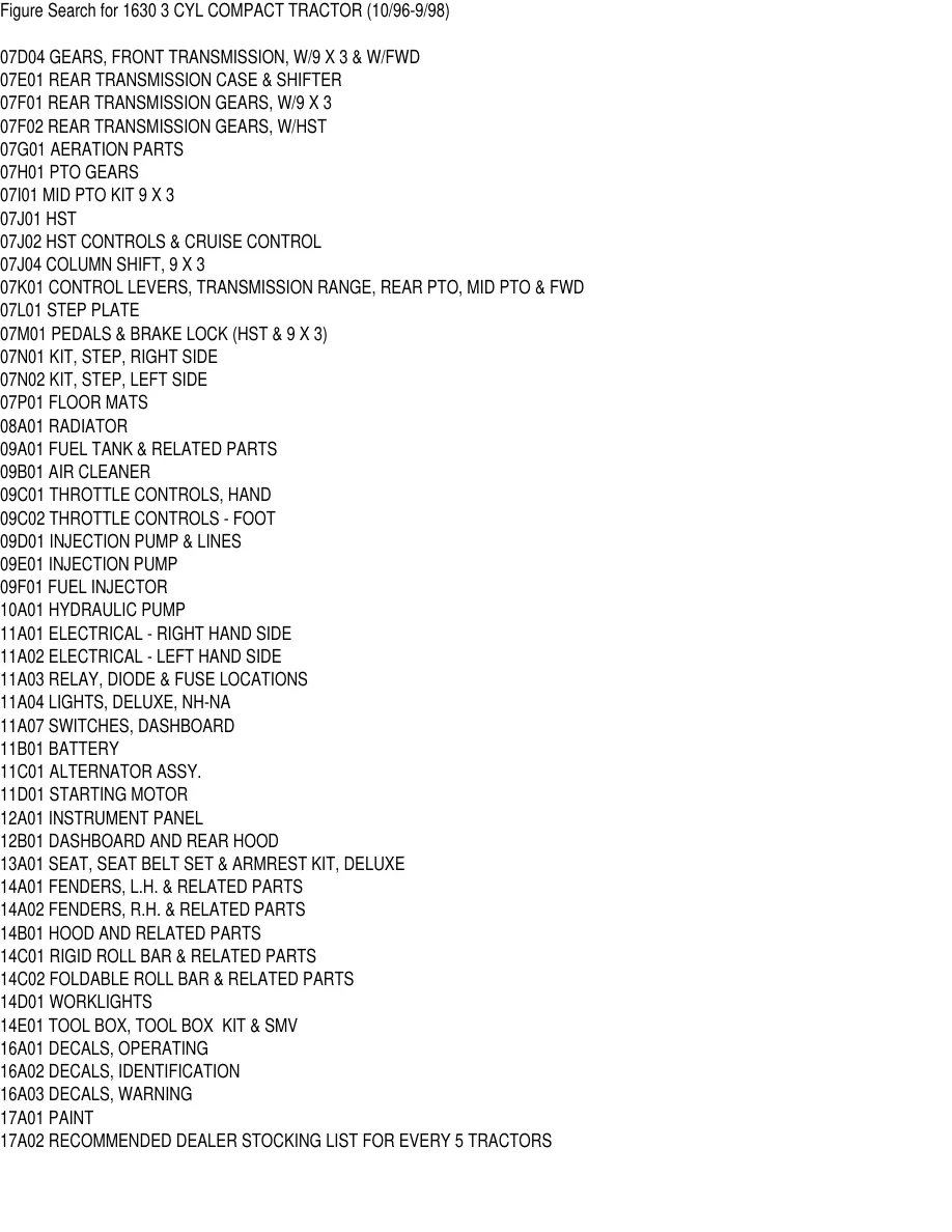 New Holland Ford 1630 3 Cylinder Compact Tractor Parts Manual preview page 4