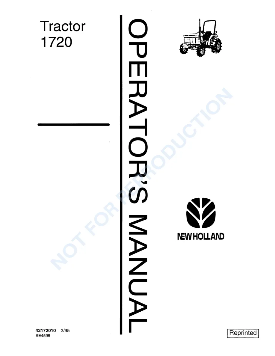 New Holland Ford 1720 Tractor Operator's Manual preview page 1