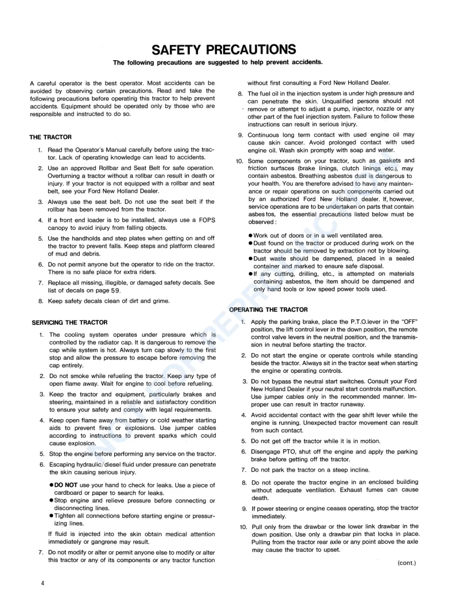New Holland Ford 1720 Tractor Operator's Manual preview page 6