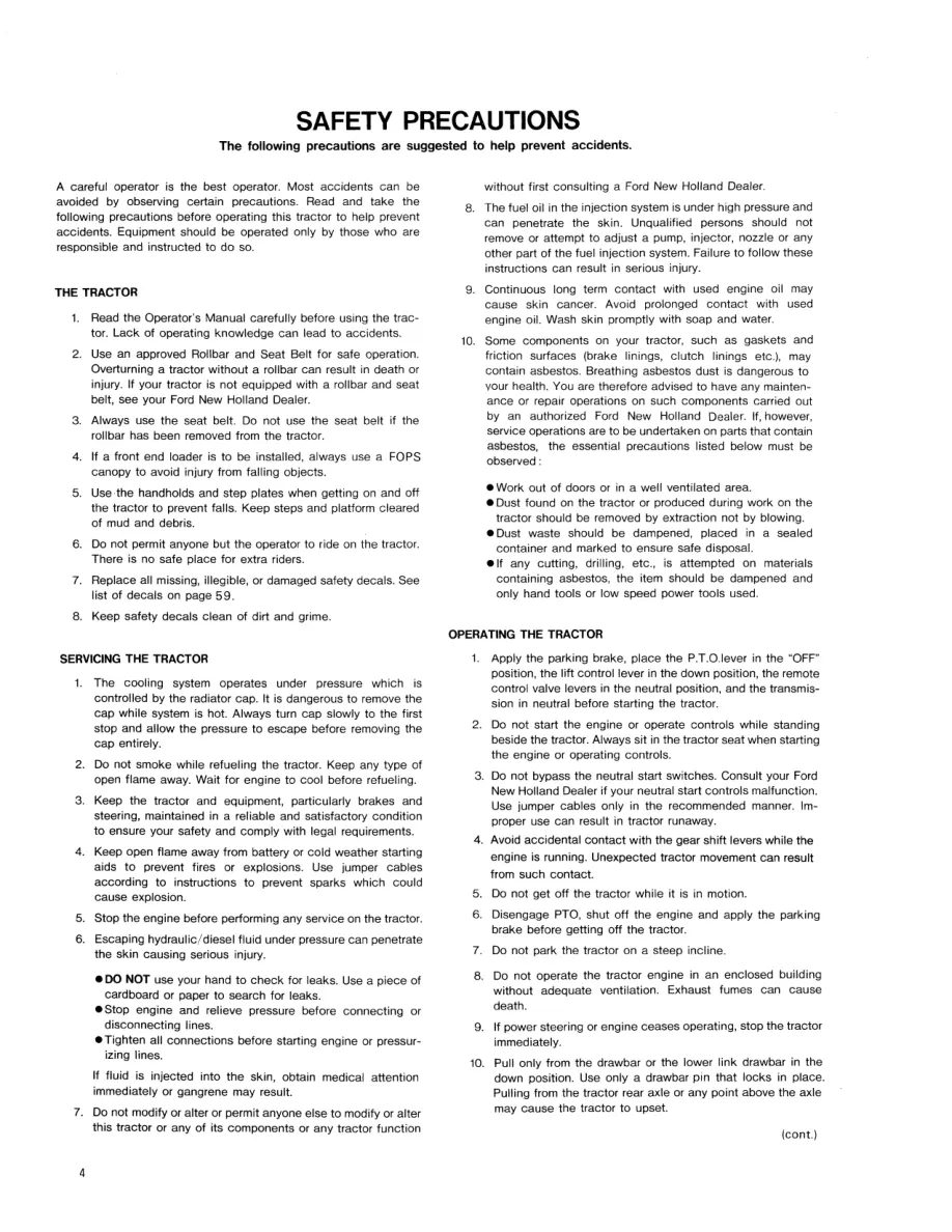 New Holland Ford 2120 Tractor Serial Number Prior To UV32236 Operator's Manual preview page 6