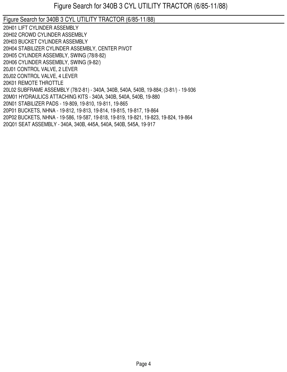New Holland Ford 340B 3 Cylinder Utility Tractor Master Parts Manual preview page 6