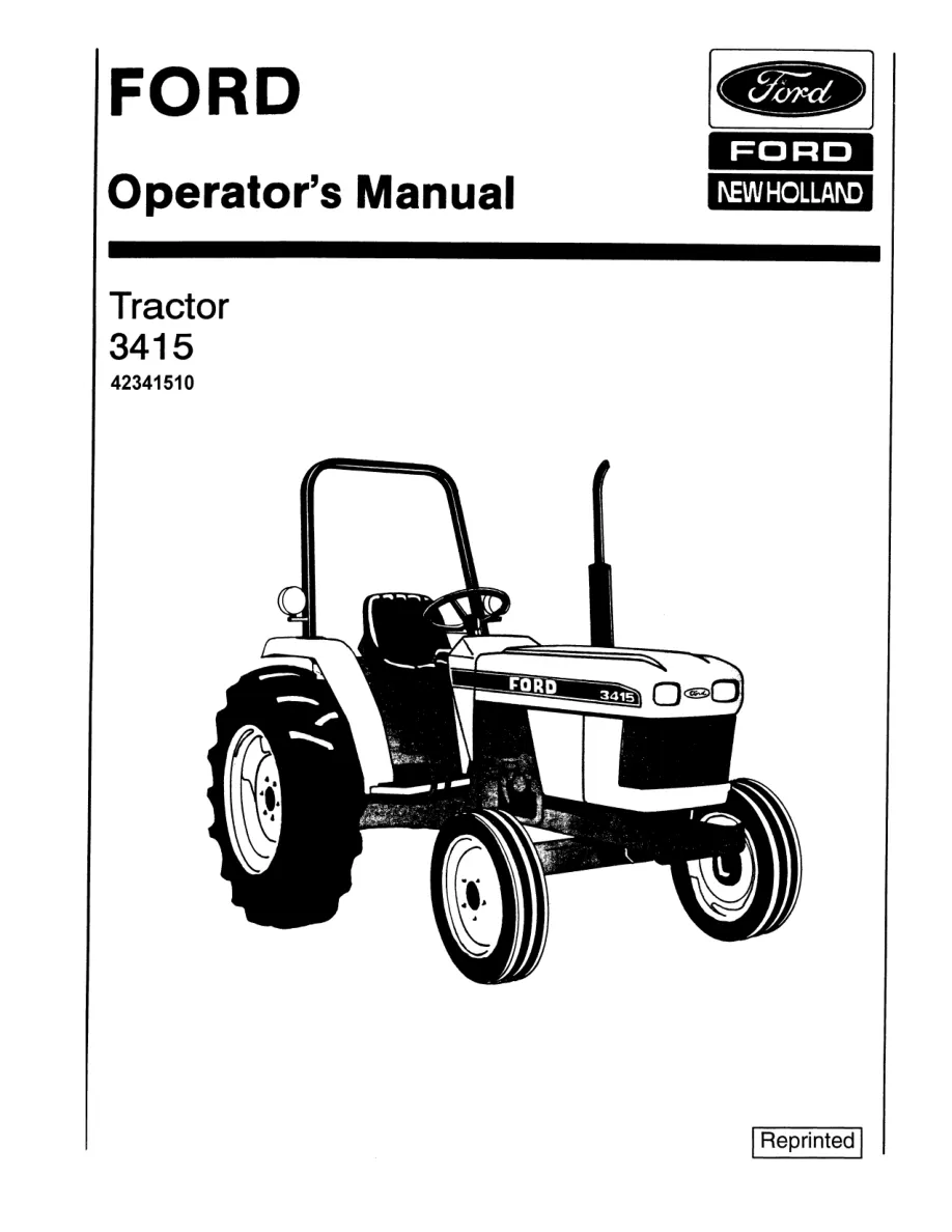New Holland Ford 3415 Tractor Operator's Manual preview page 1