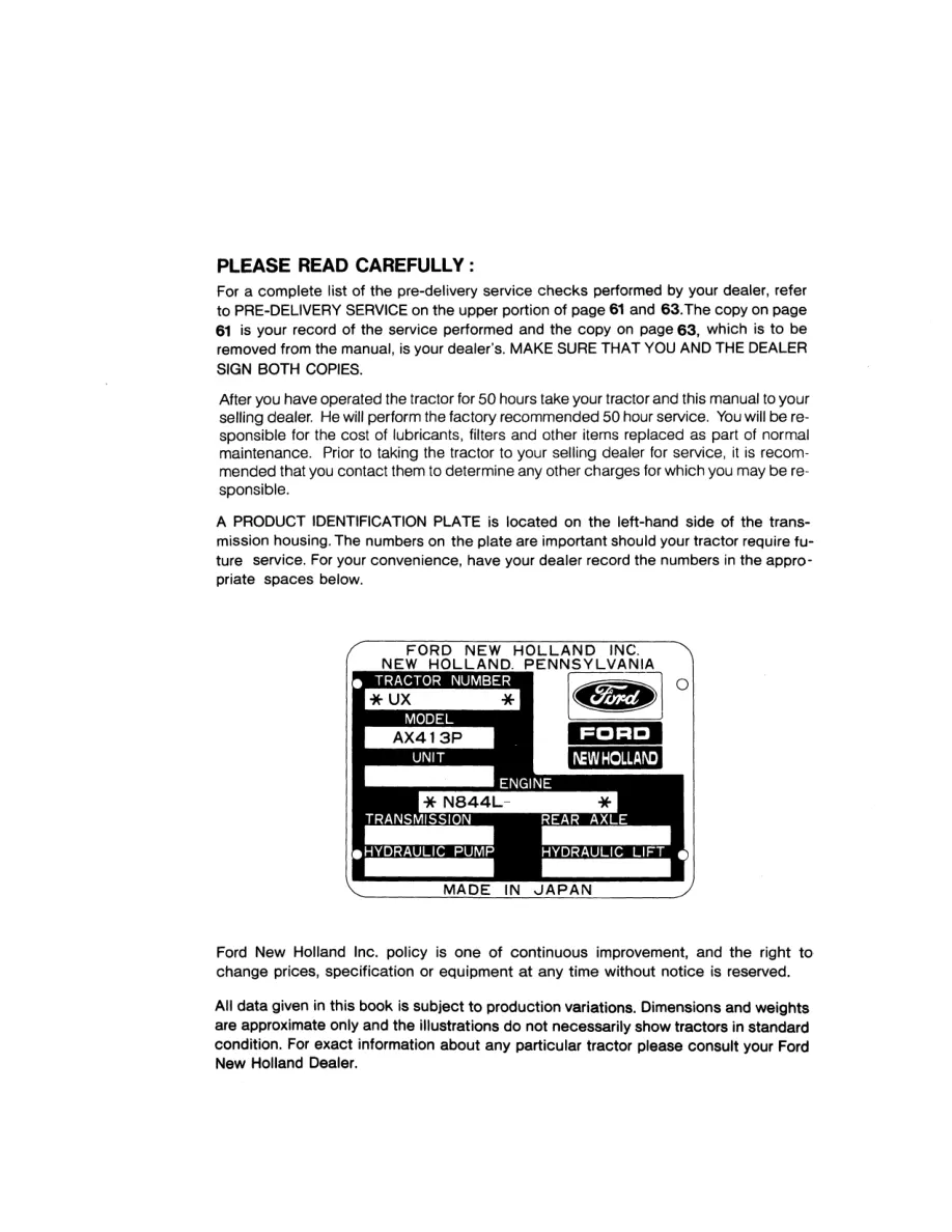 New Holland Ford 3415 Tractor Operator's Manual preview page 3