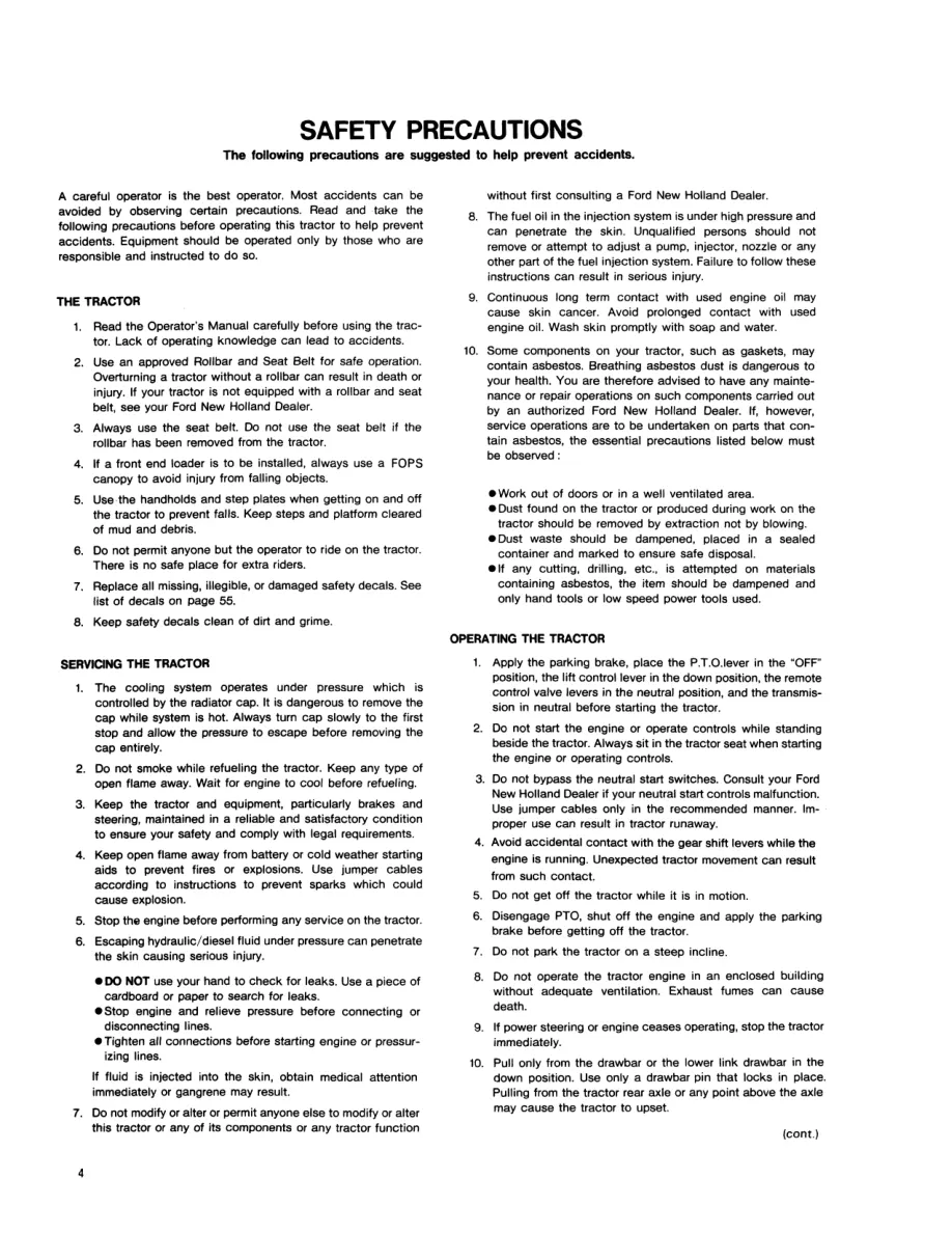 New Holland Ford 3415 Tractor Operator's Manual preview page 6