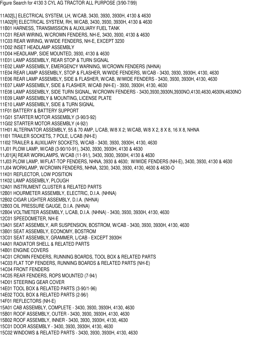 New Holland Ford 4130 3 Cylinder AG Tractor Parts Manual preview page 6