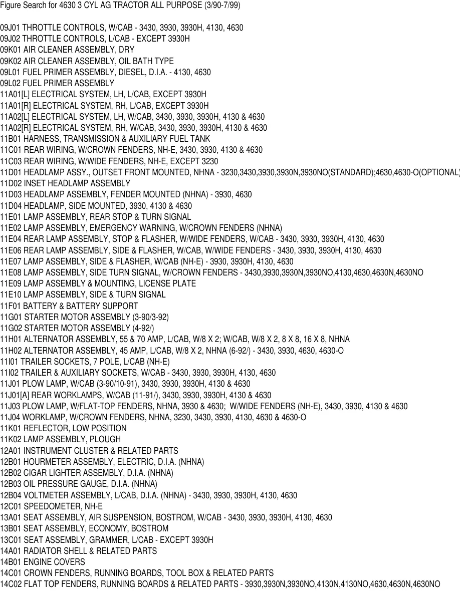 New Holland Ford 4630 3 Cylinder AG Tractor Parts Manual preview page 6