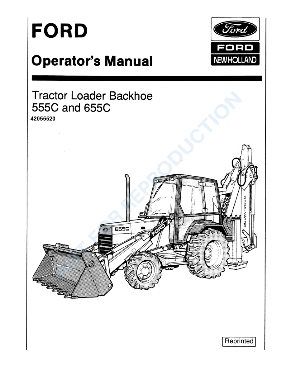 New Holland Ford 555C 655C Backhoe Loader Operator's Manual preview page 1