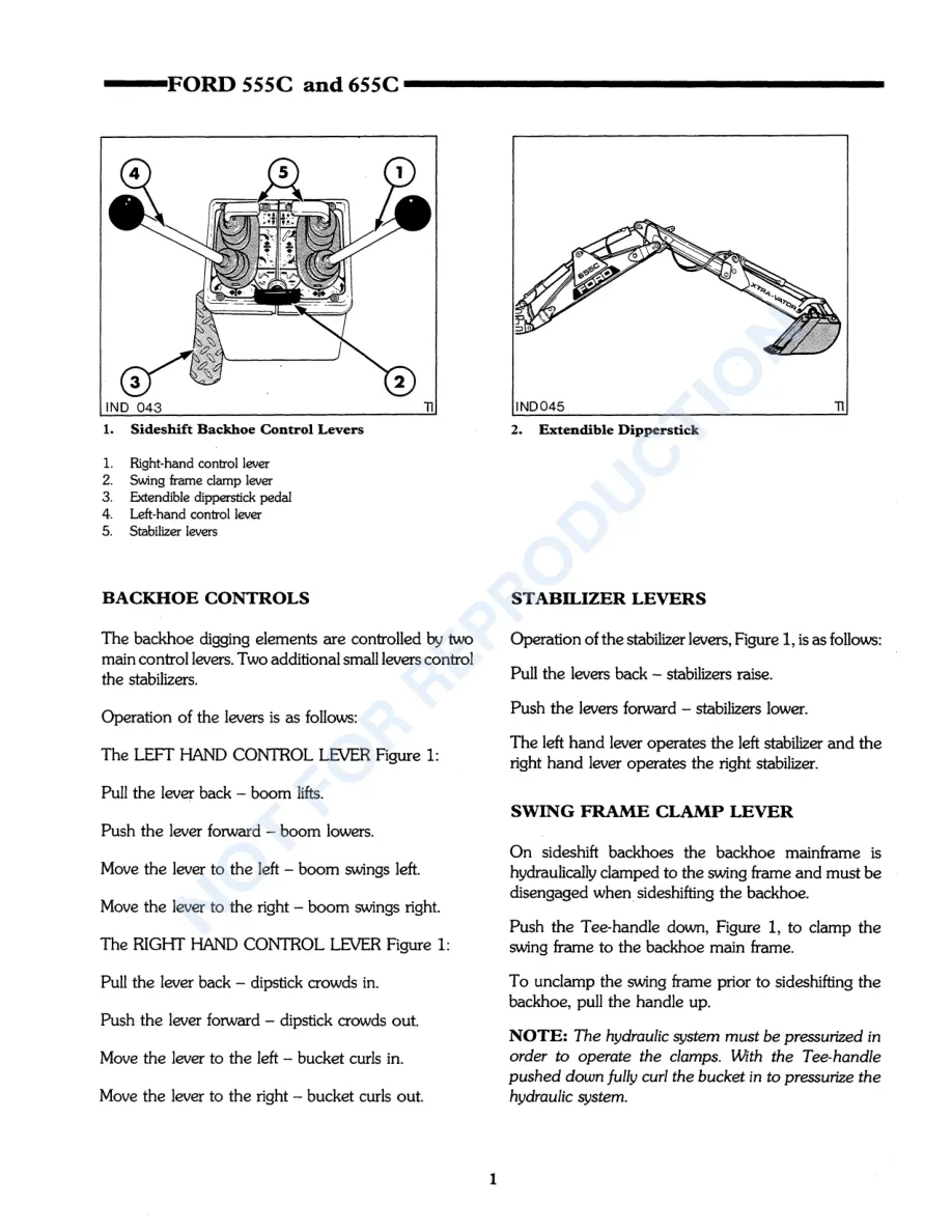 New Holland Ford 555C 655C Backhoe Loader Operator's Manual preview page 3