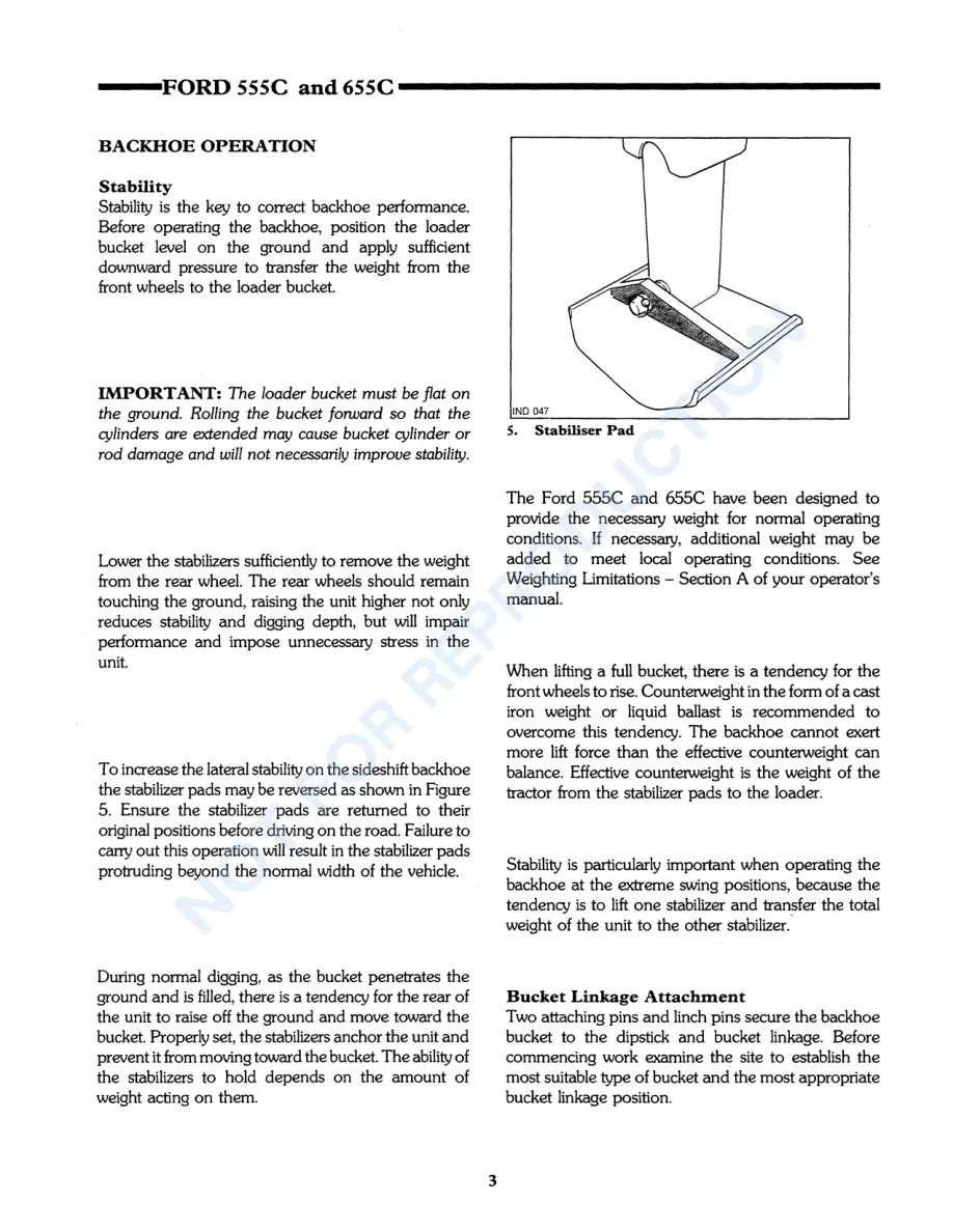 New Holland Ford 555C 655C Backhoe Loader Operator's Manual preview page 5