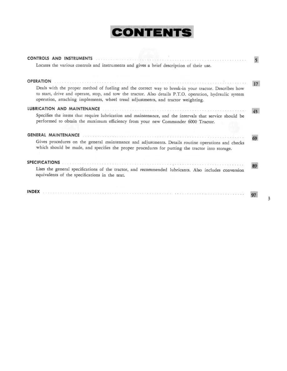 New Holland Ford 6000 COMMandER Tractor Operator's Manual preview page 5