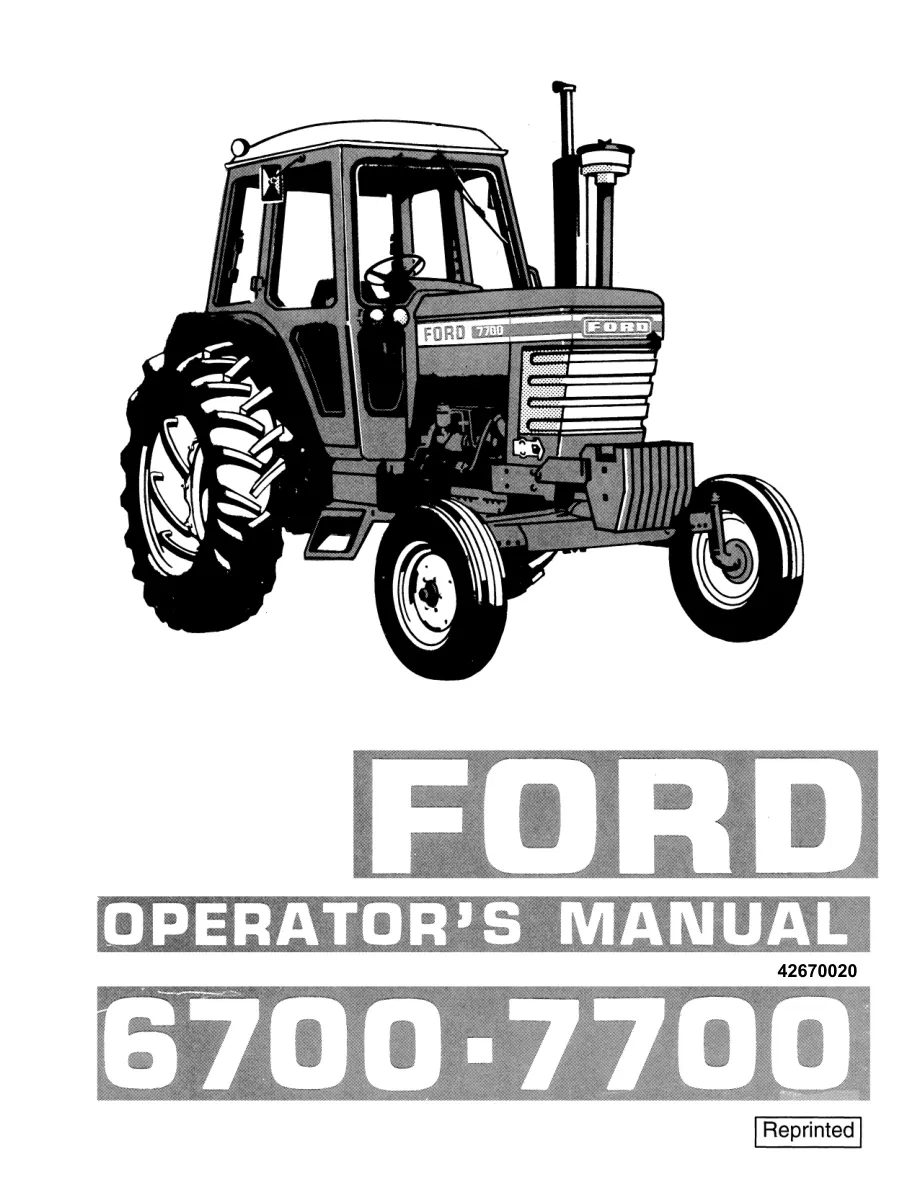 New Holland Ford 6700 7700 Tractor Operator's Manual preview page 1