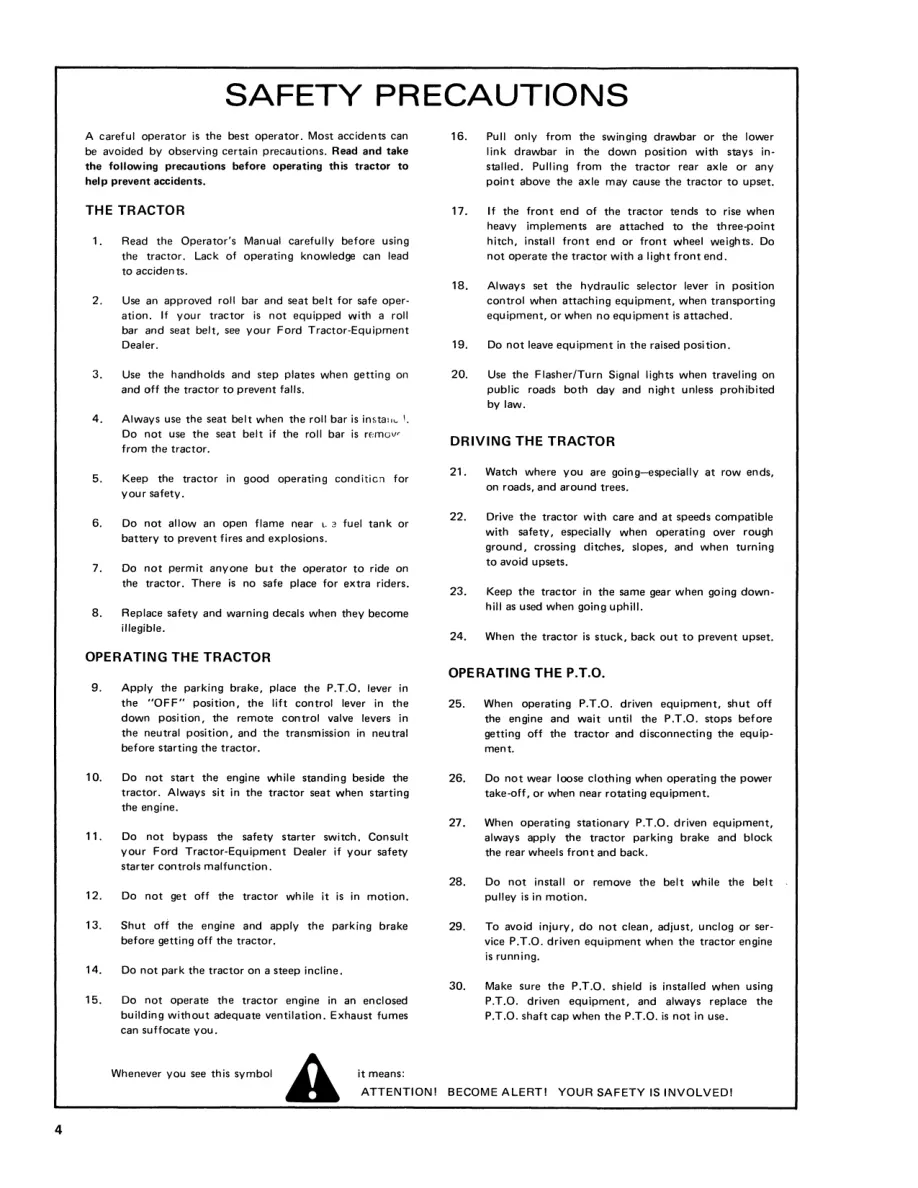 New Holland Ford 6700 7700 Tractor Operator's Manual preview page 6