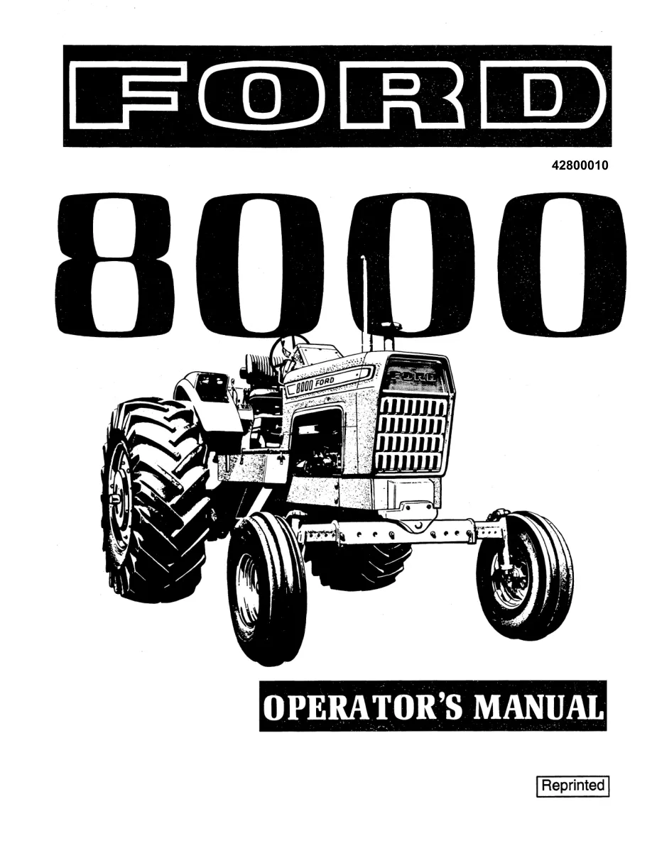 New Holland Ford 8000 Tractor Operator's Manual preview page 1