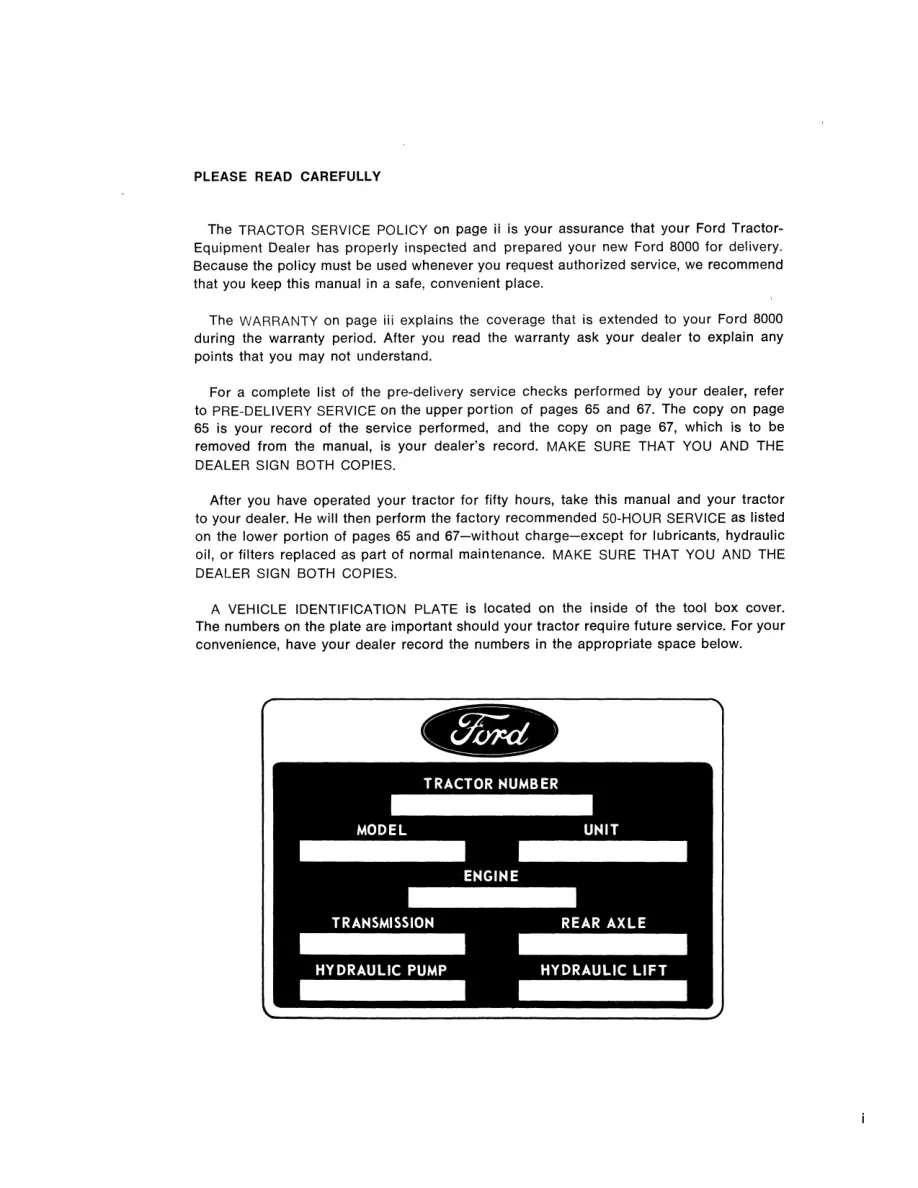New Holland Ford 8000 Tractor Operator's Manual preview page 3